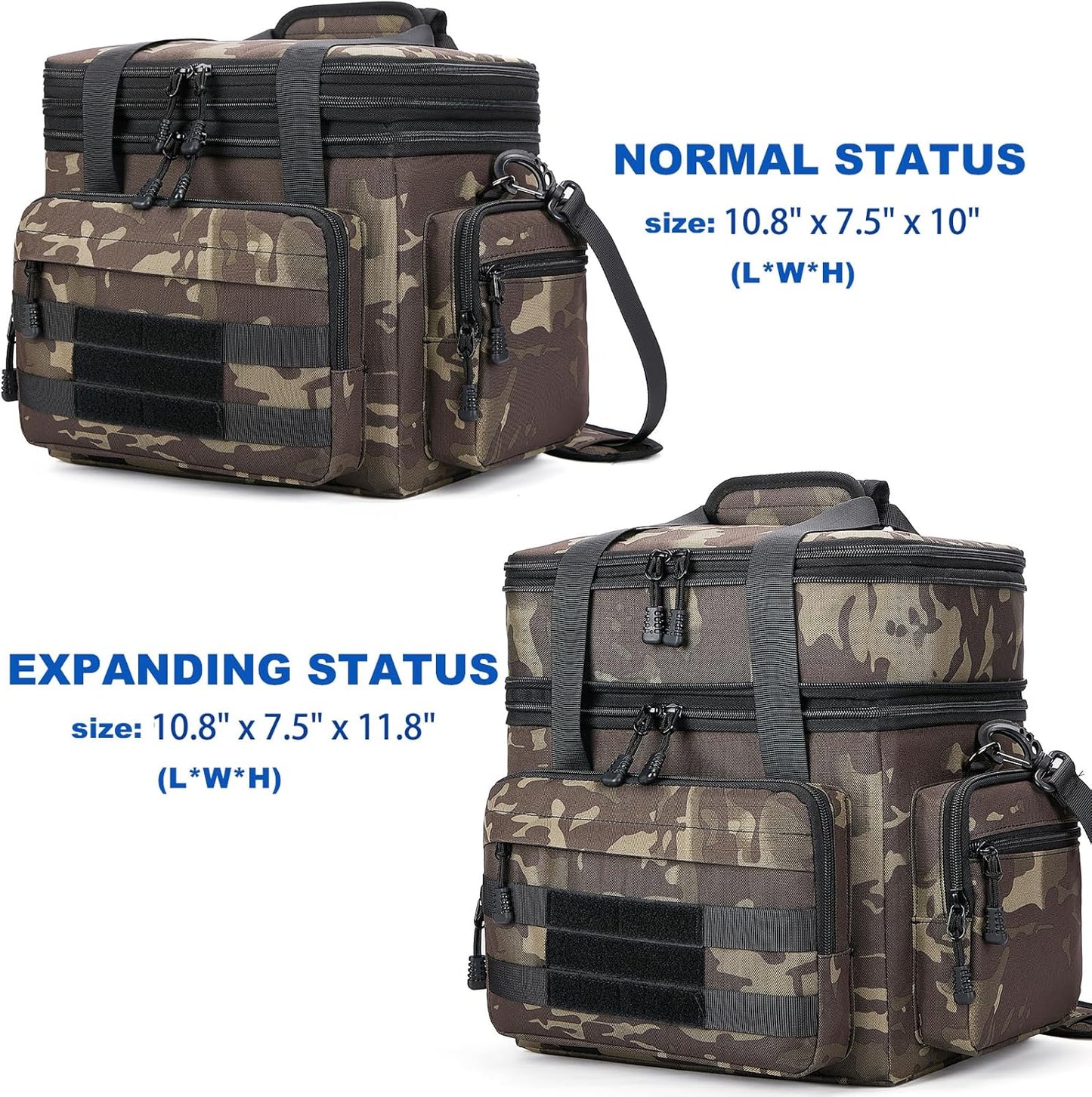 Tactical Lunch Bag for Men, Large Leakproof Insulated Lunch Box, Lunch Cooler Bag with Shoulder Strap, Lunch Pail for Adults Work Outdoor Picnic Trips, Black Camo