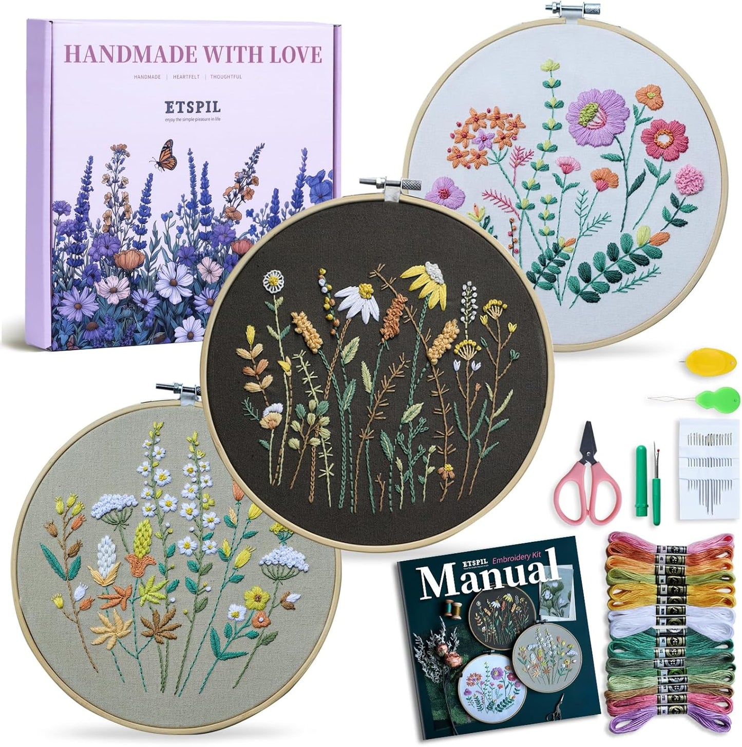 Purilite Select 3 Pack Beginner Embroidery Kits