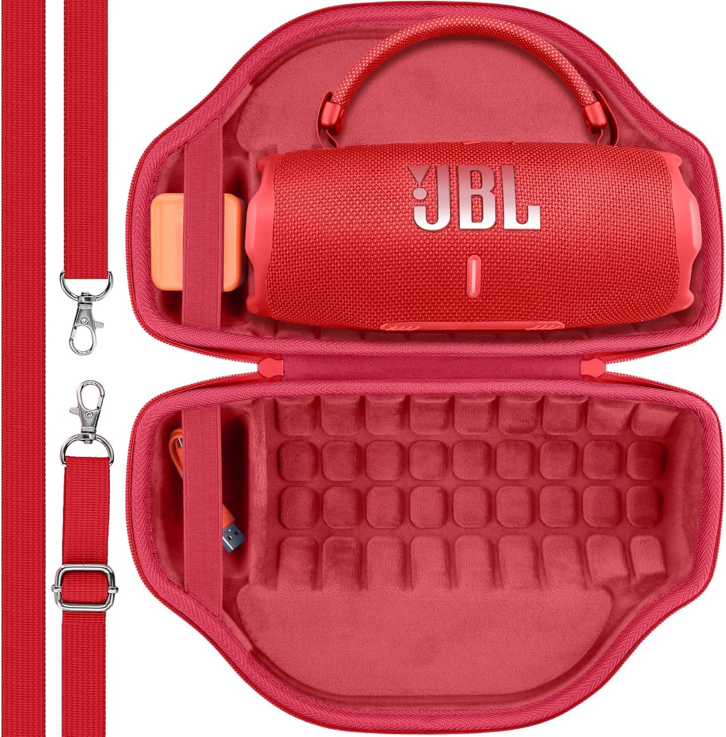 co2CREA Case for JBL Charge 6 Waterproof Portable Bluetooth Speaker, Hard Travel Case with Detachable Shoulder Strap (White Case)