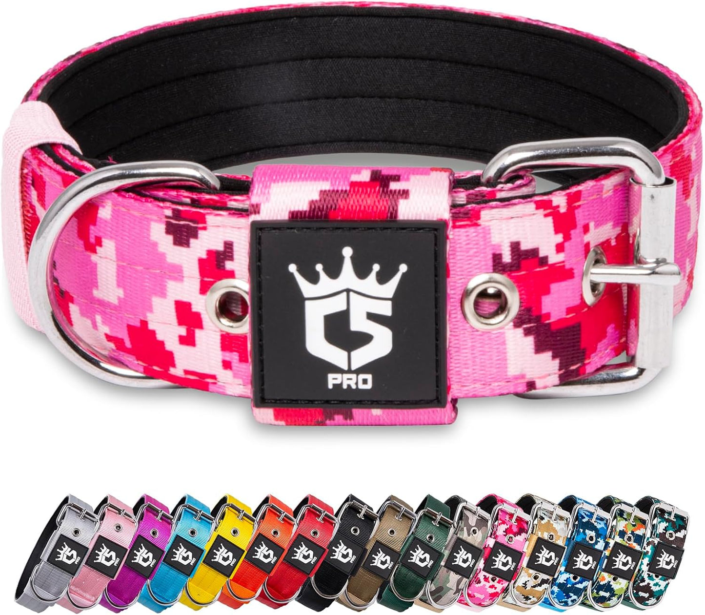 TSPRO Tactical Dog Collar 1.5 inch Wide Dog Collar Military Grade Strong Dog Collar Thick Dog Collar Heavy Duty Metal Buckle Dog Collar(Green-L)