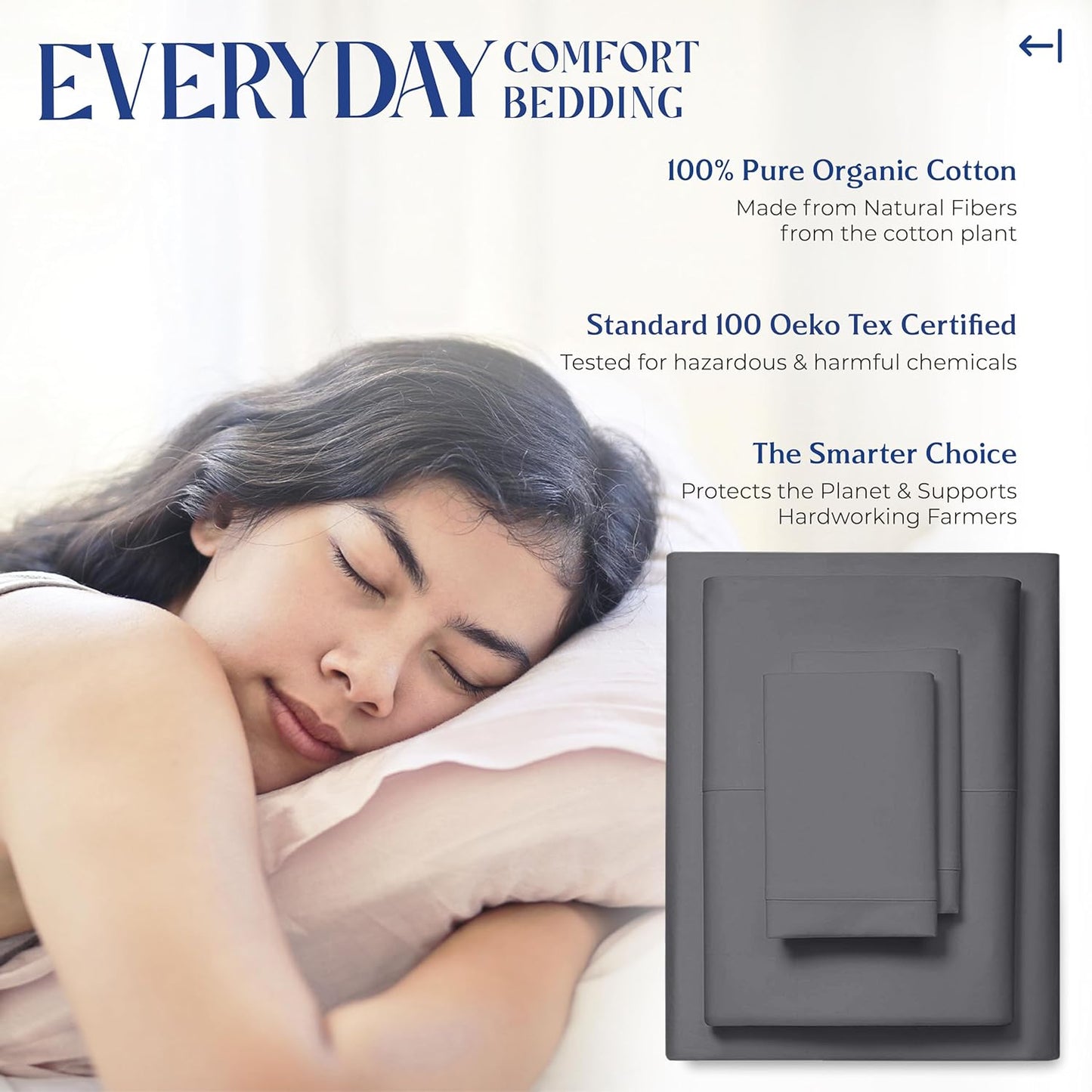 Mayfair Linen 100% Organic Cotton Percale Sheets Full Size - White Cotton Percale Sheets Full, 4 Piece Full Percale Sheet Sets, Soft & Crisp, Cooling Sheets, 16" Deep Pocket Hotel Sheets Full Size