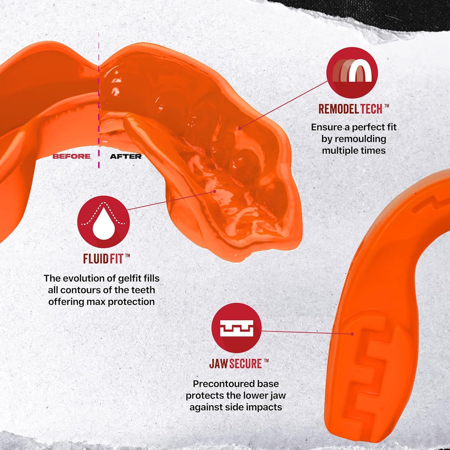 SAFEJAWZ Mouthguard Strapless Slim Fit, Adults and Junior with Case for Boxing, Basketball, Football, MMA, Martial Arts, Hockey and All Contact Sports (Adults (12+ Years), Black)