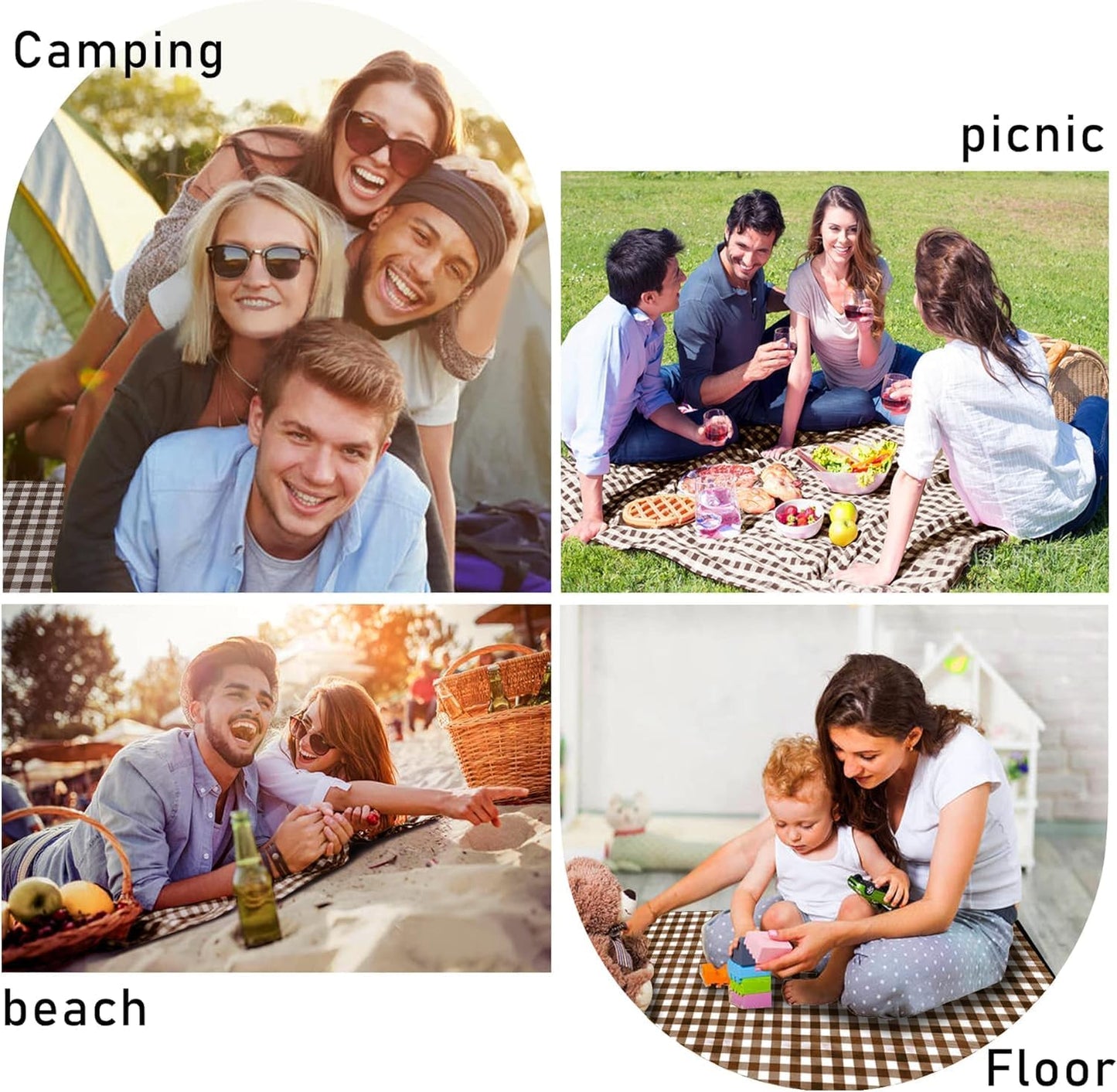 SAMSIER Large Outdoor Picnic Blankets Waterproof Foldable, Beach Blanket Sandproof Portable, Cute Picnic Mat Washable (Navy Blue, 60"×80")