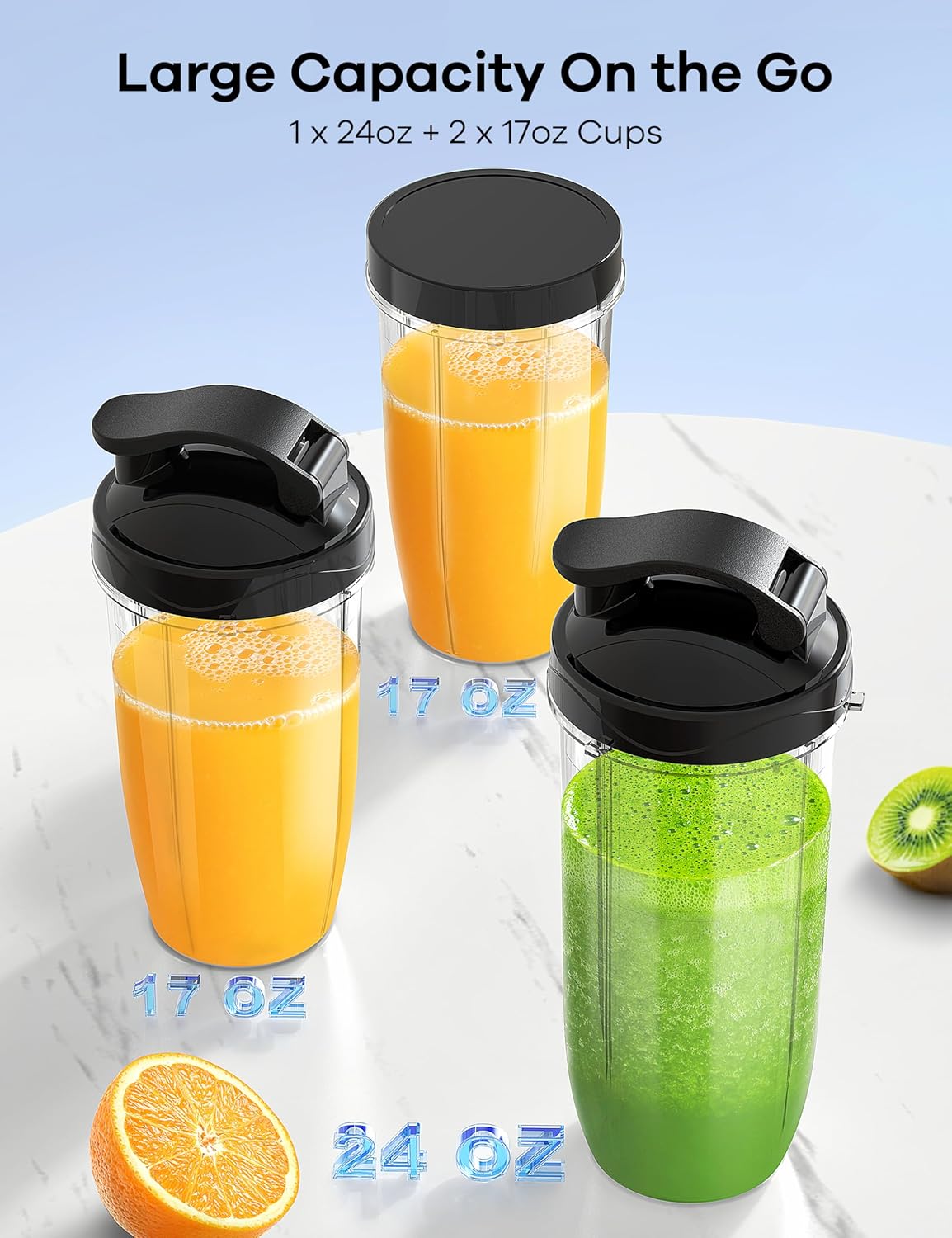 Ganiza Blender for Smoothie, 14 Pcs Smoothie Blender for Kitchen, Countertop Blender with 3 Non-BPA Portable Blender Cup and Cleaning Brush for Baby Food, Shakes, Vegetable, Nutritious Recipe