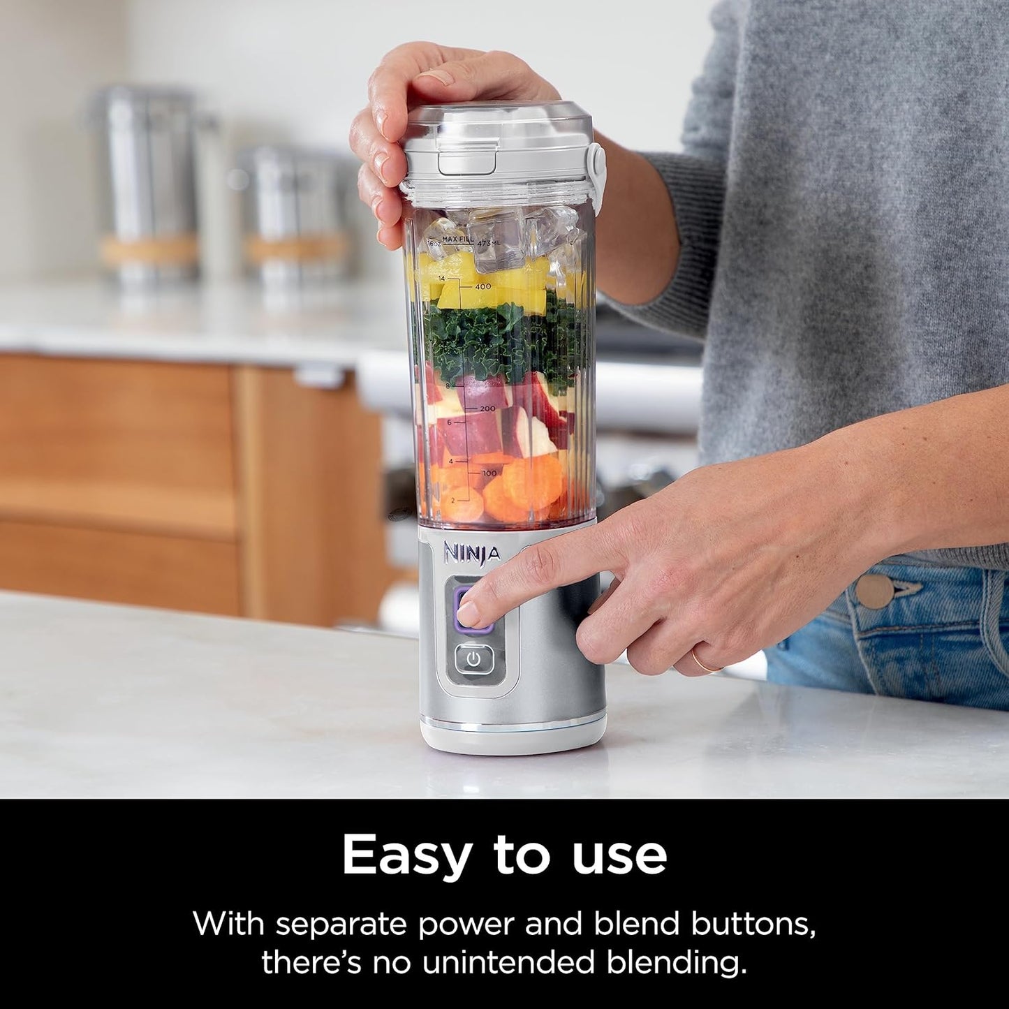 Ninja Blast Portable Blender, Cordless, 18oz. Vessel, Personal Blender for Shakes & Smoothies, BPA Free, Leakproof Lid, USB-C Rechargeable, Black, BC151BKC (Canadian Version)