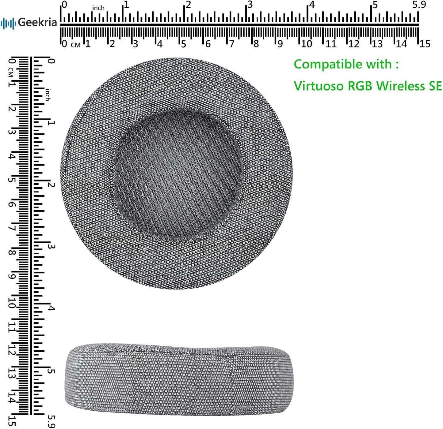 Geekria Comfort Linen Replacement Ear Pads for Corsair Virtuoso RGB/WirelessSE/WirelessXT Headphones Ear Cushions (Grey)