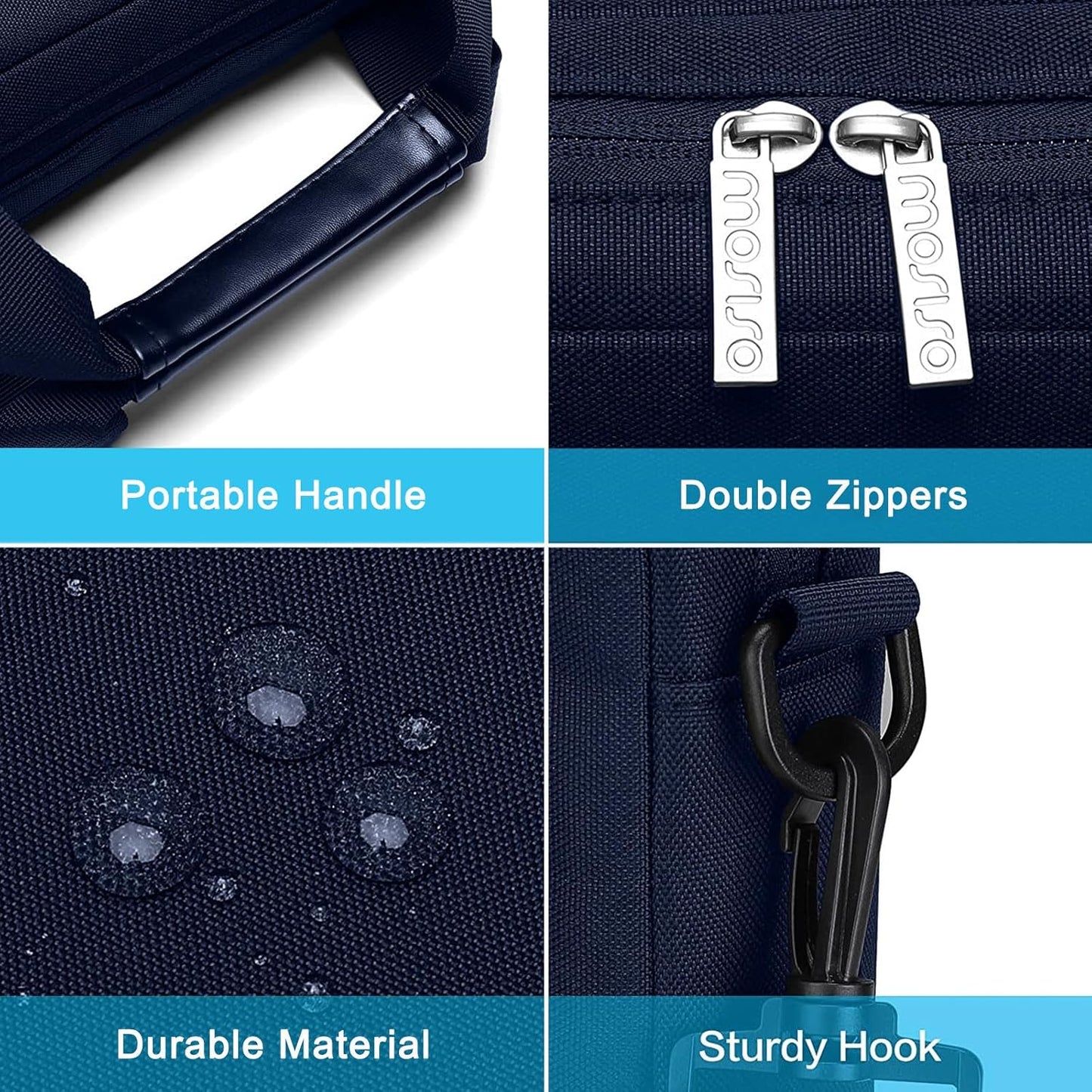 MOSISO Laptop Bag 16 inch, 15-15.6 inch Computer Shoulder Bag Compatible with MacBook Air 15 M4 M3 M2/Pro 16 M4 M3 M2 M1, Notebook &2 Raised&1 Flapover&1 Horizontal Pocket&Handle&Belt, Navy Blue