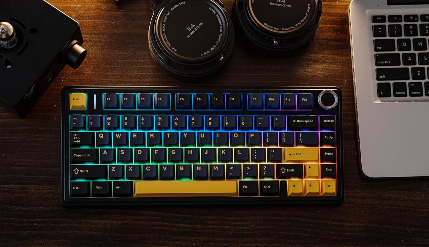 EPOMAKER x Aula F75 Gasket Mechanical Keyboard, 75% Wireless Hot Swappable Gaming Keyboard with Five-Layer Padding&Knob, Bluetooth/2.4GHz/USB-C, RGB (Black Gradient, LEOBOG Reaper Switch)