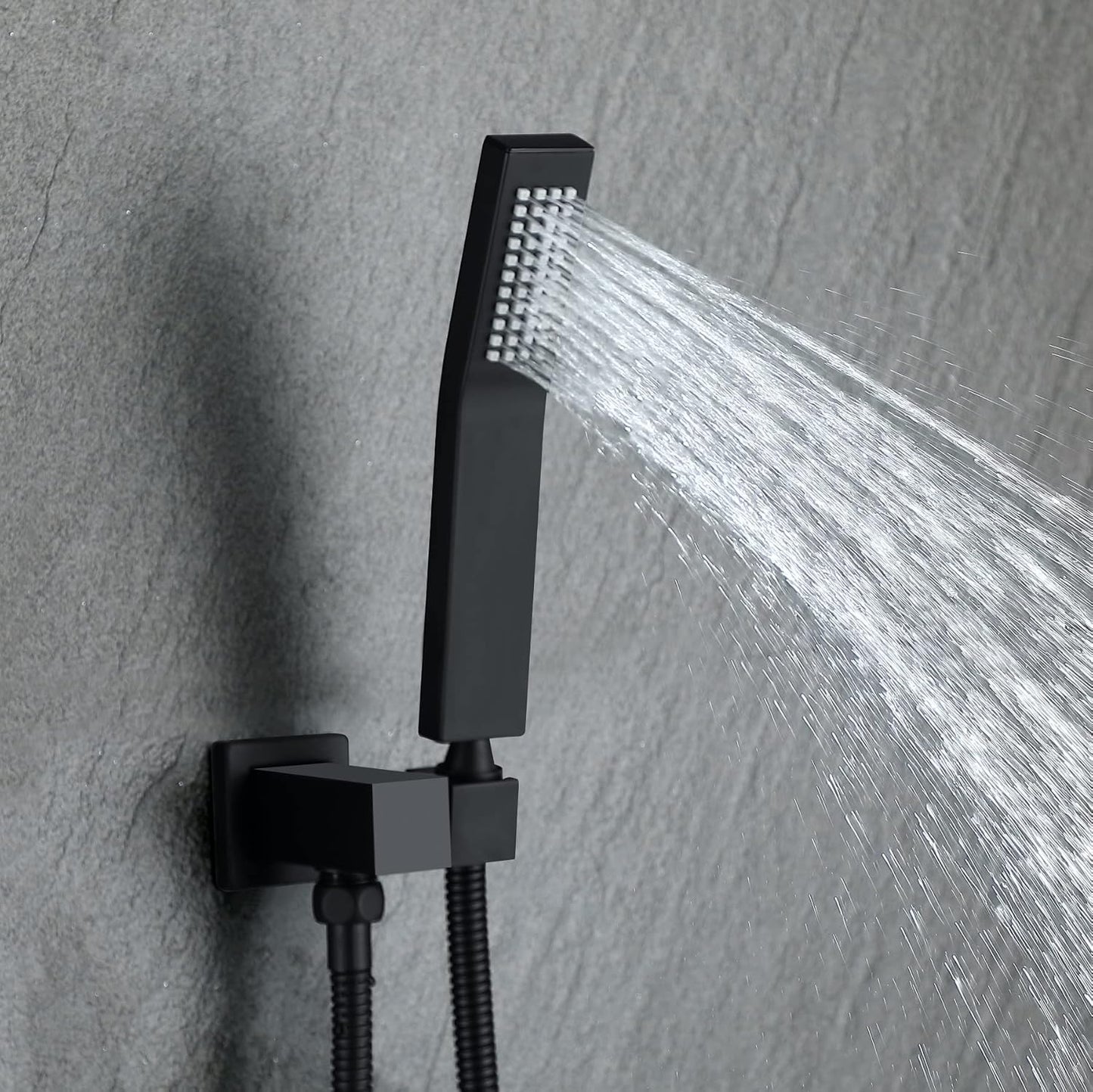 Bathtub Shower System Matte Black Tub Shower Faucet Complete Set with 10 Inch Rain Head with Handheld and Waterfall Shower Faucet Combo