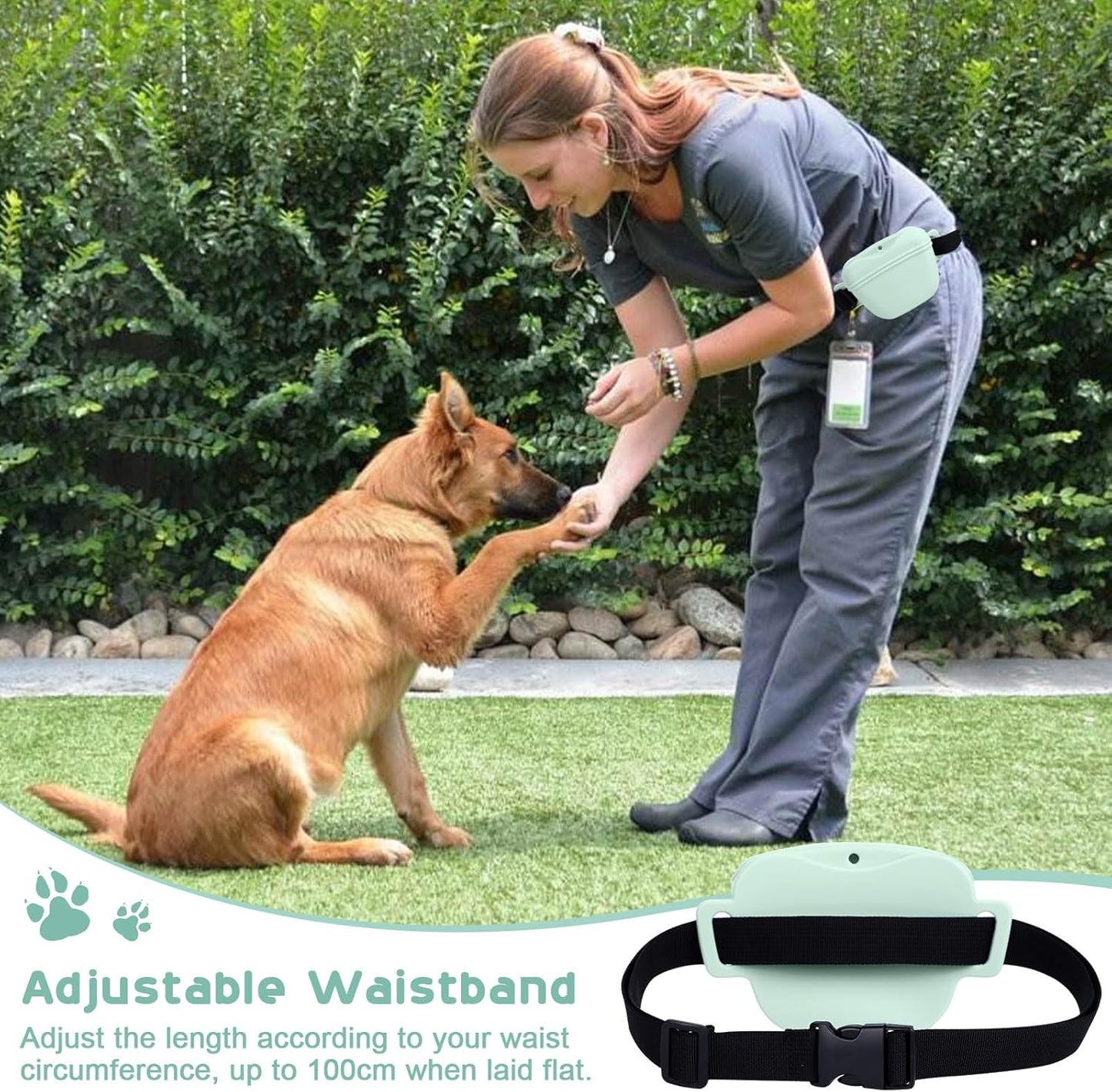 Dog Treat Pouch for Training, Silicone Magnetic Closure Dog Treat Bag Portable Treat Pouch with Belt, Waterproof Small Treat Bag for Dog Training, Dog Walking (Gray)