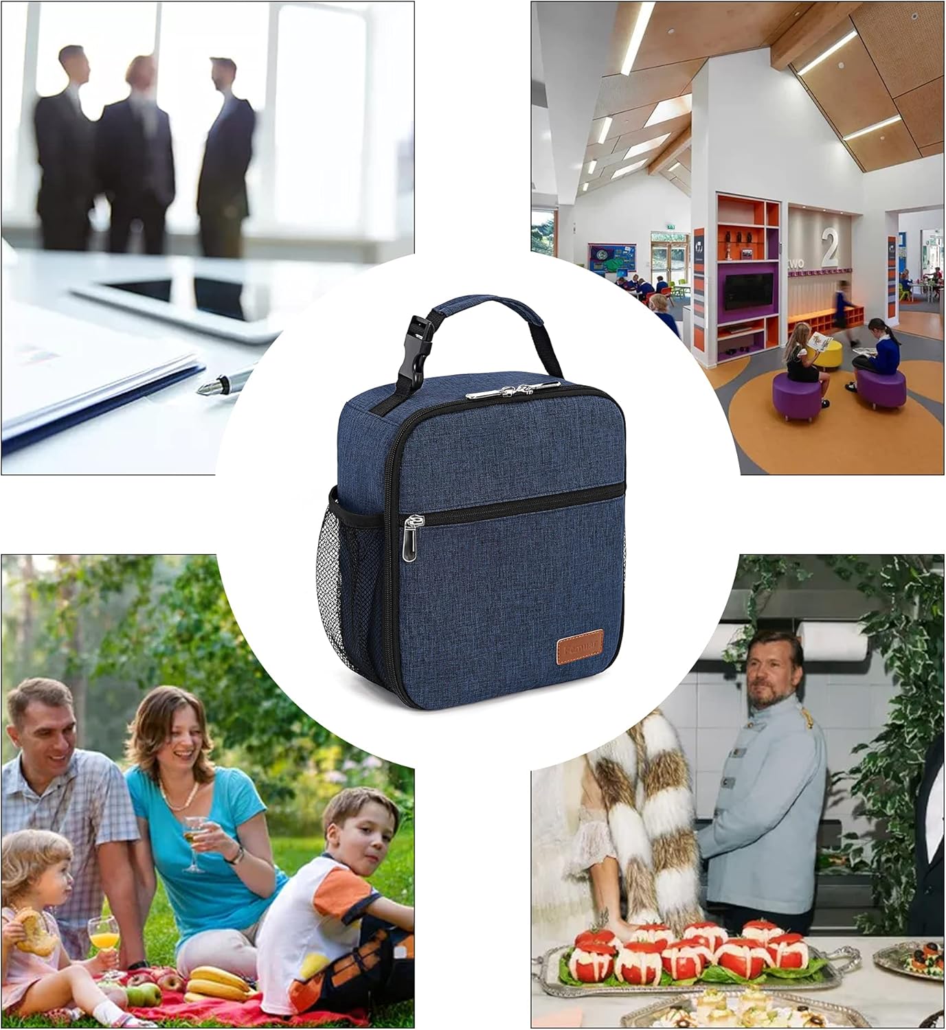 Lunch Box for Men Women Adults Small Lunch Bag for Office Work Picnic - Reusable Portable Lunchbox, Black