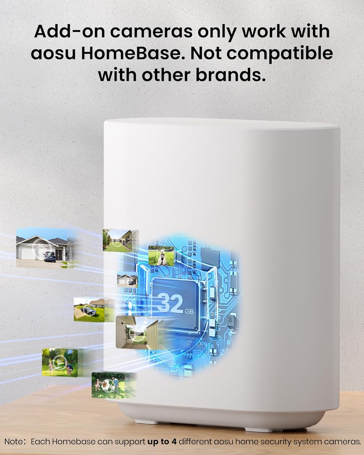 AOSU Solar Security Cameras Wireless Outdoor, 4 Cam-Kit, No Monthly Fees, Local Storage, Home Security Cameras System with Integrated Solar Panel, Easy Setup, 2K Color Night Vision, 5G & 2.4G WiFi