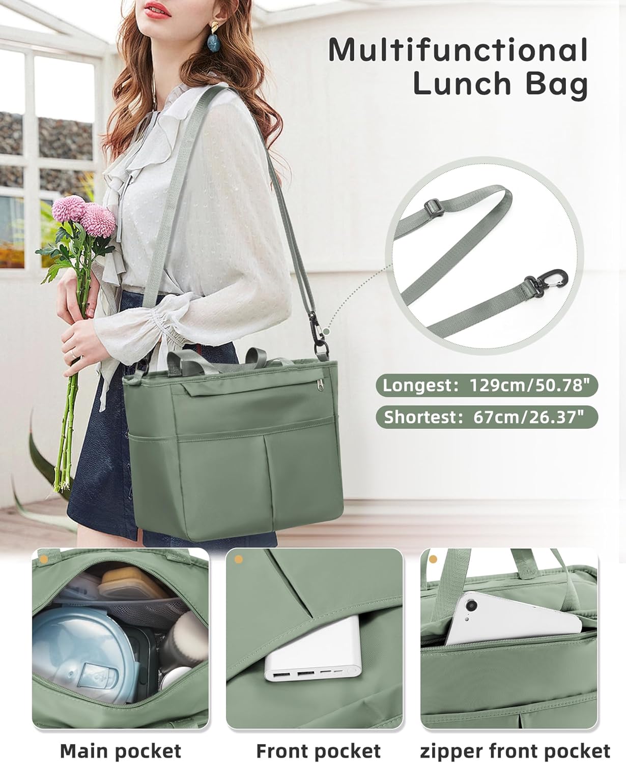 Lunch Bag Insulated Lunch Box Leakproof Lunch Tote Bags for Women Men,Portable Thermal Cooler Bag Lunch Containers with Shoulder Strap for Work, Family, Picnic, School, Outdoor,BBQ C2-Pinkpurple