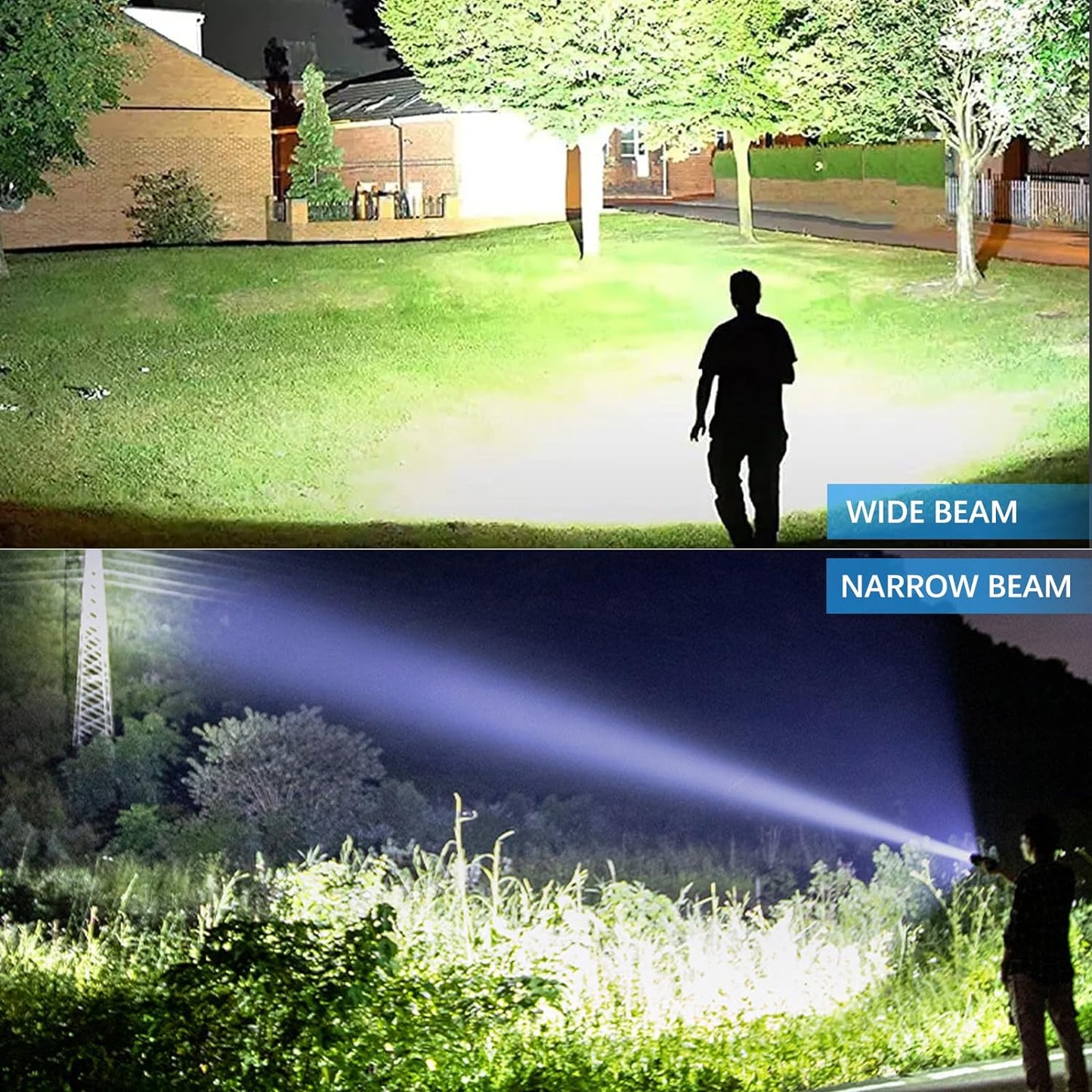 990000 High Lumens Rechargeable Flashlight,Super Bright Led Flashlights with 5 Modes,Brightest High Power Flash Light & 12 Hours Runtime,Powerful IPX6 Waterproof Lampe De Poche for Camping,Hiking
