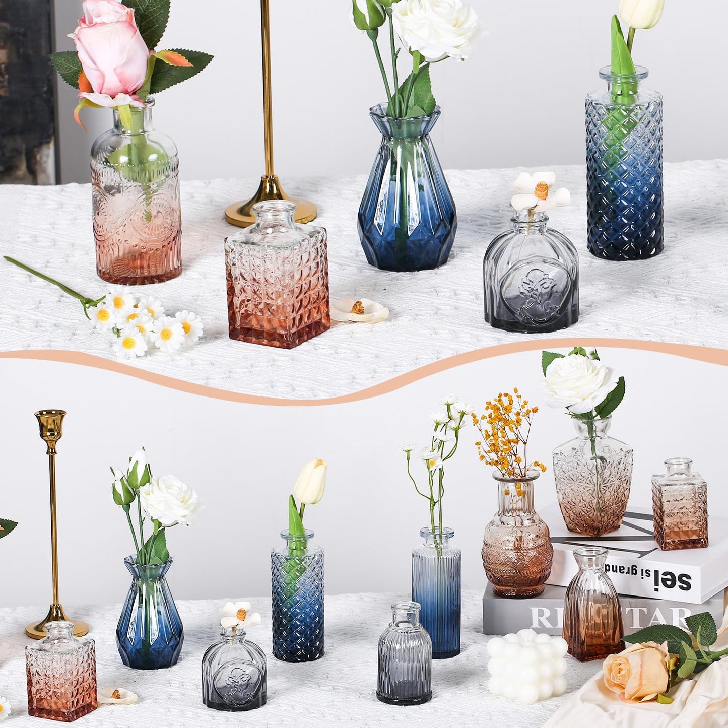 Sawoake Mini Bud Vases As Wedding Centerpieces for Tables,Clear Bud Vases for Flowers,Small Flower Vases Suitable for Birthday Party,Anniversary,Wedding Reception,Baby Shower (Clear-12PCS)