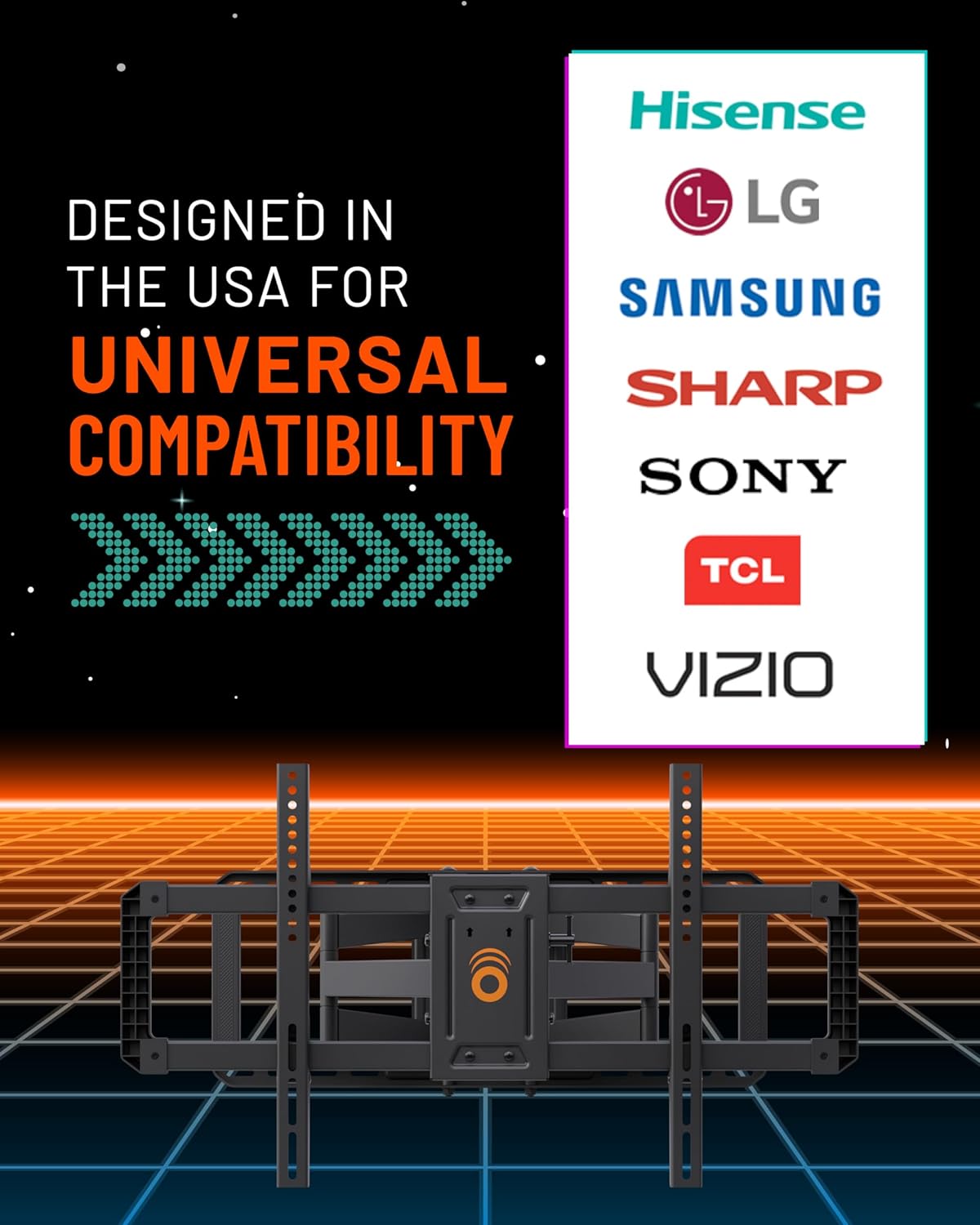 ECHOGEAR MaxMotion TV Wall Mount for Large TVs Up to 90" - Full Motion Has Smooth Swivel, Tilt, & Extension - Universal Design Works with Samsung, Vizio & More - Includes Hardware & Drill Template