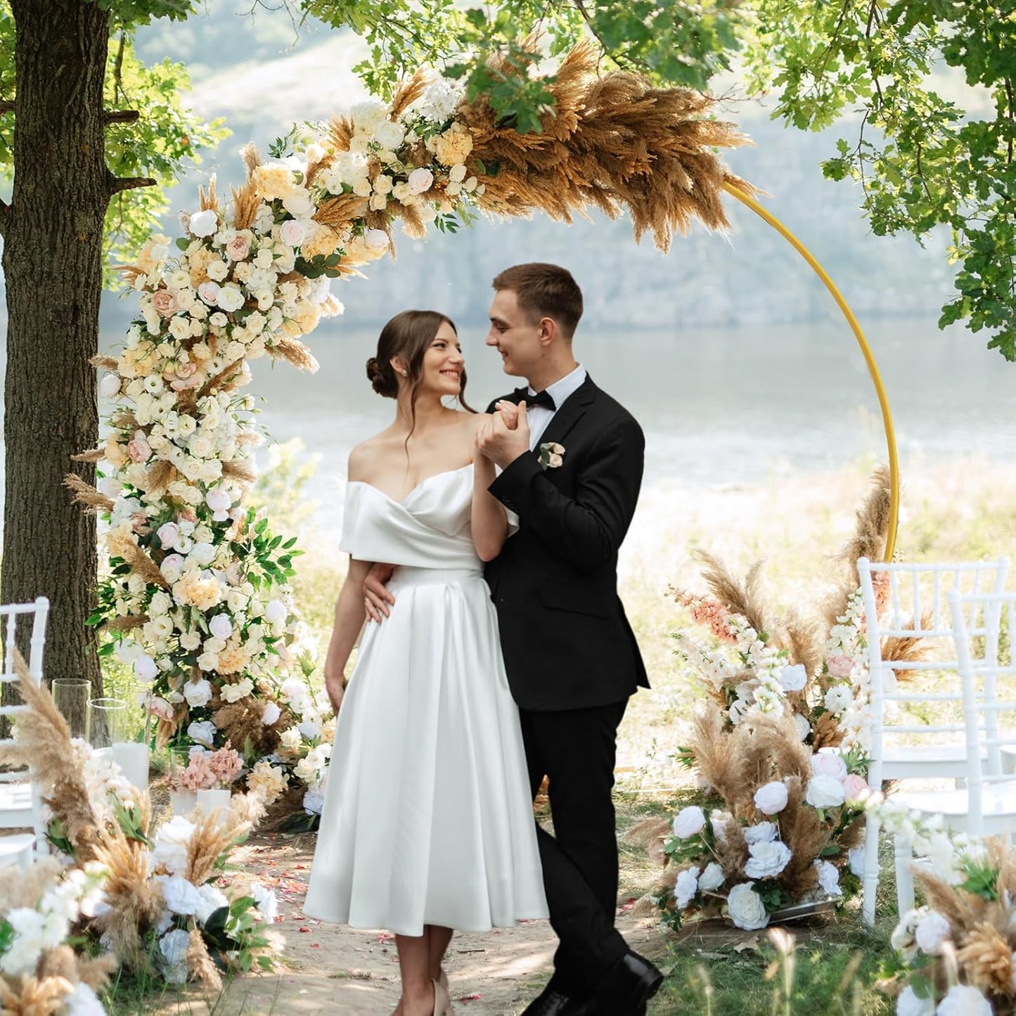 JEBUTU Balloon Arch Stand Metal Round Backdrop Stand Circle Balloon Arch Frame Wedding Arches 6.5FT for Ceremony Birthday Party Baby Shower Decoration
