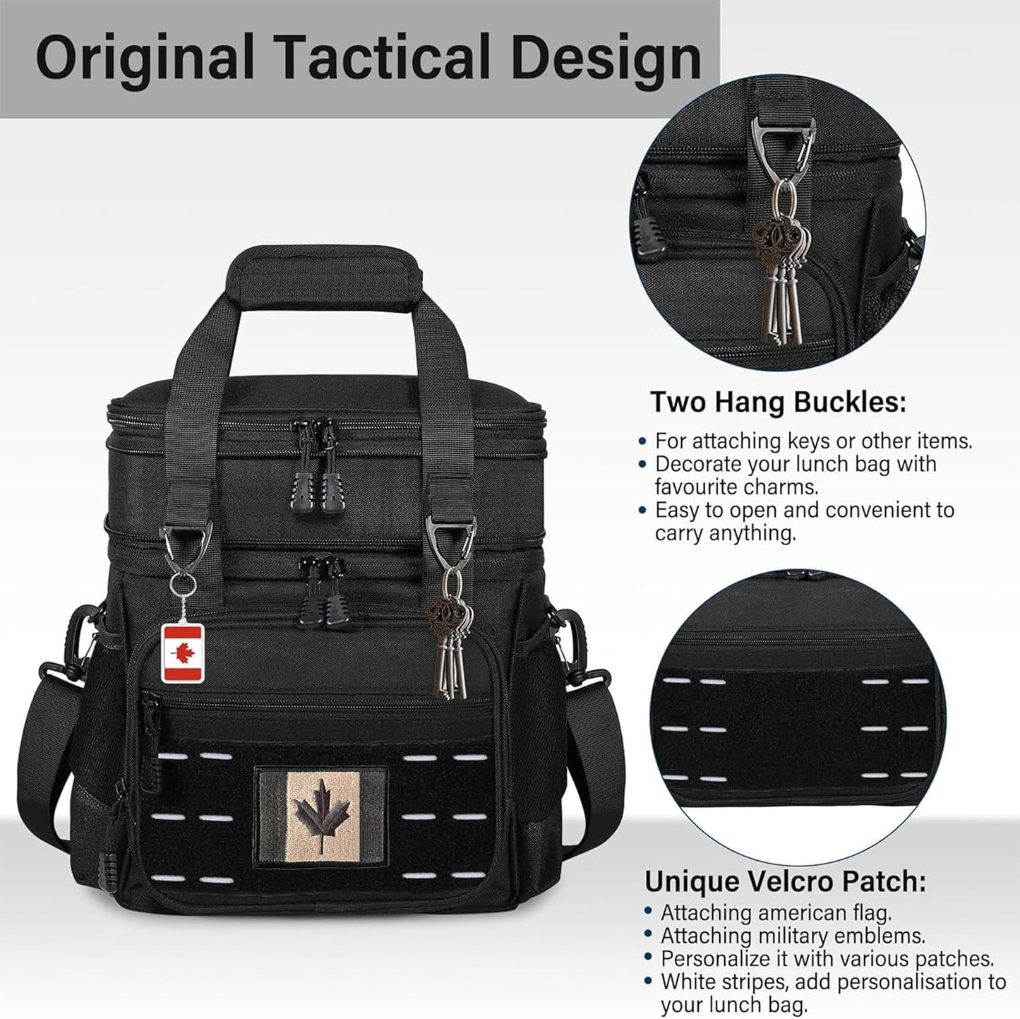 Lunch Box Cooler Bag - Insulated Tactical Lunchbox for Men - XLarge Lunch Pail Lunch Kit for Adults Work Outdoor Shifts Trips Black Camo 25L
