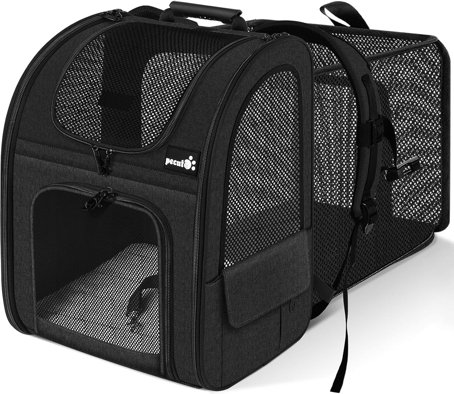 Pecute Pet Carrier Backpack, Dog Carrier Backpack Expandable with Breathable Mesh for Pets <6kg, Pet Backpack Carrier for Hiking Travel Camping Outdoor