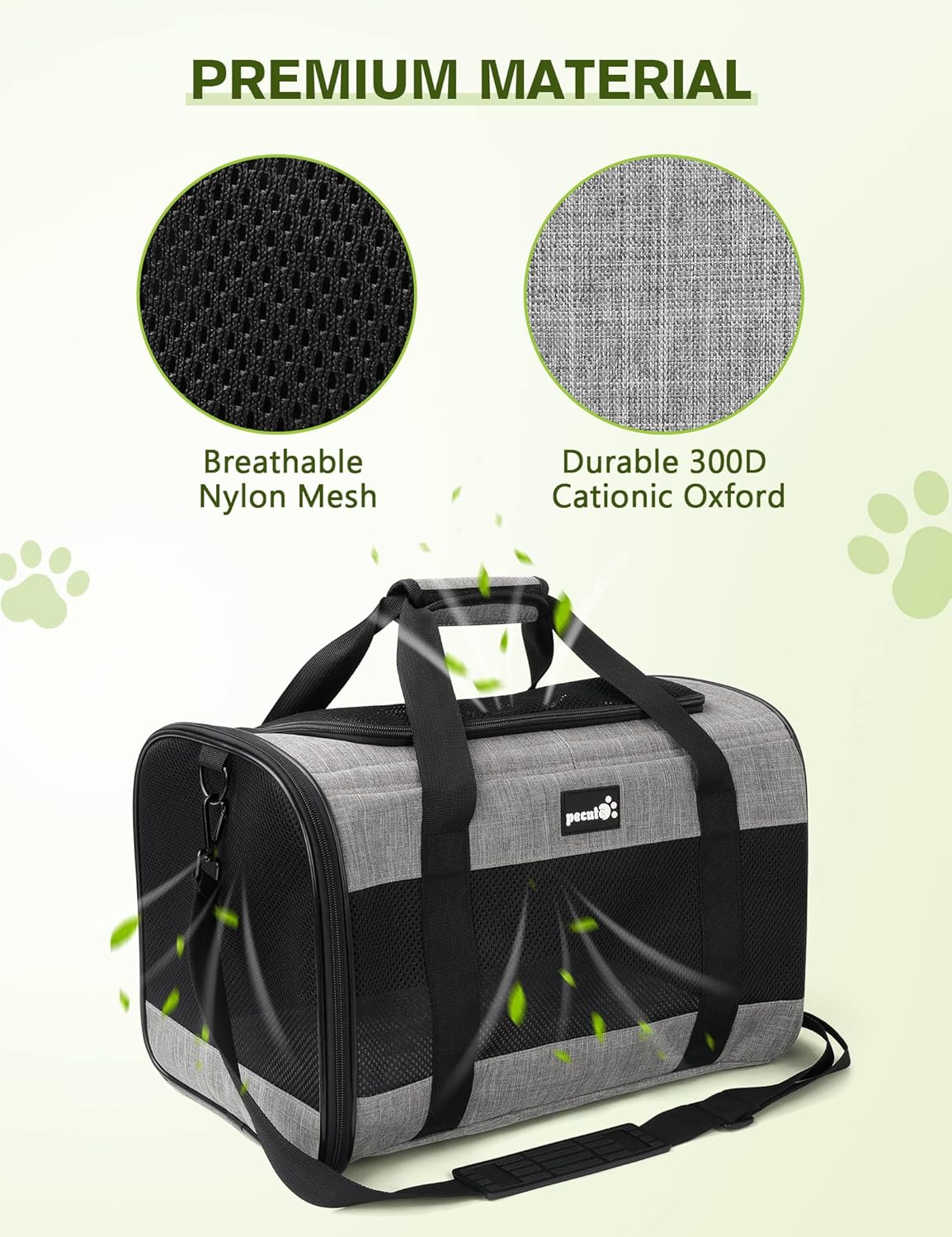 Pecute Cat Carrier Dog Carrier up to 15lbs,Pet Carrier for Cats and Puppies with Foldable Bowl, Soft-Sided Bag with Breathable Mesh, Suitable for Long and Short Trips Travel Camping Outdoor