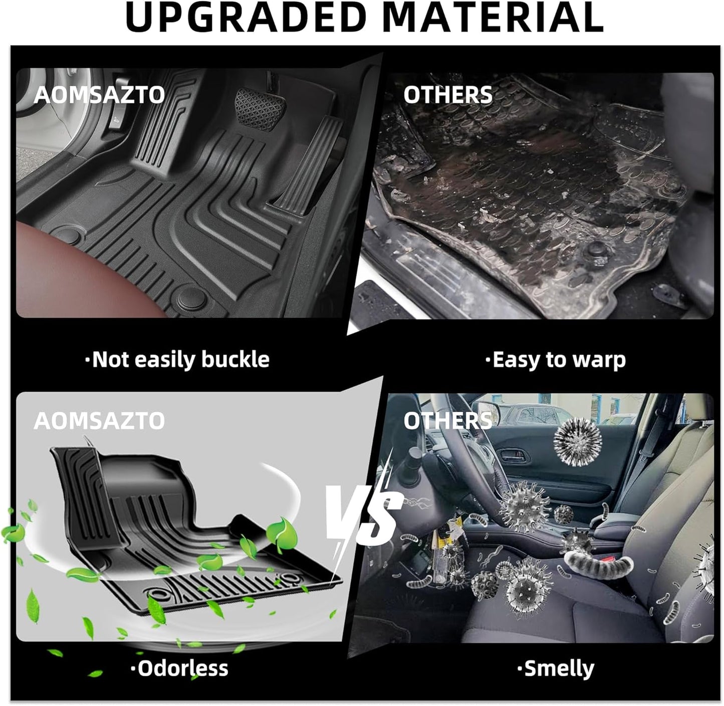 AOMSAZTO Floor Mats & Trunk Mat for 2024 2025 Chevy Equinox EV (Non Fuel),TPE All Weather Protection 2 Rows Car Floor Liners with Cargo Liner for Chevrolet Equinox EV (Non Fuel)
