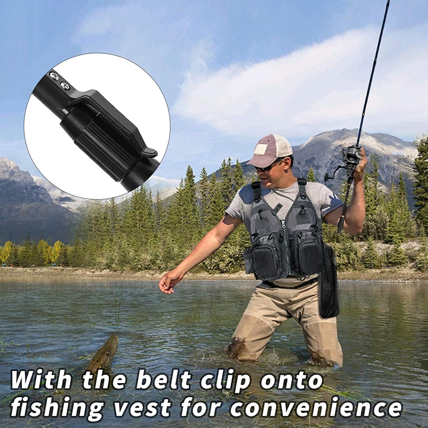 SAN LIKE Fishing Net Telescopic Landing Nets Folding Rubber Fish Net Rubber Coated Landing Net with Adjustable Sturdy Pole Handle for Saltwater Freshwater Bass Trout Fishing Easy Catch & Release