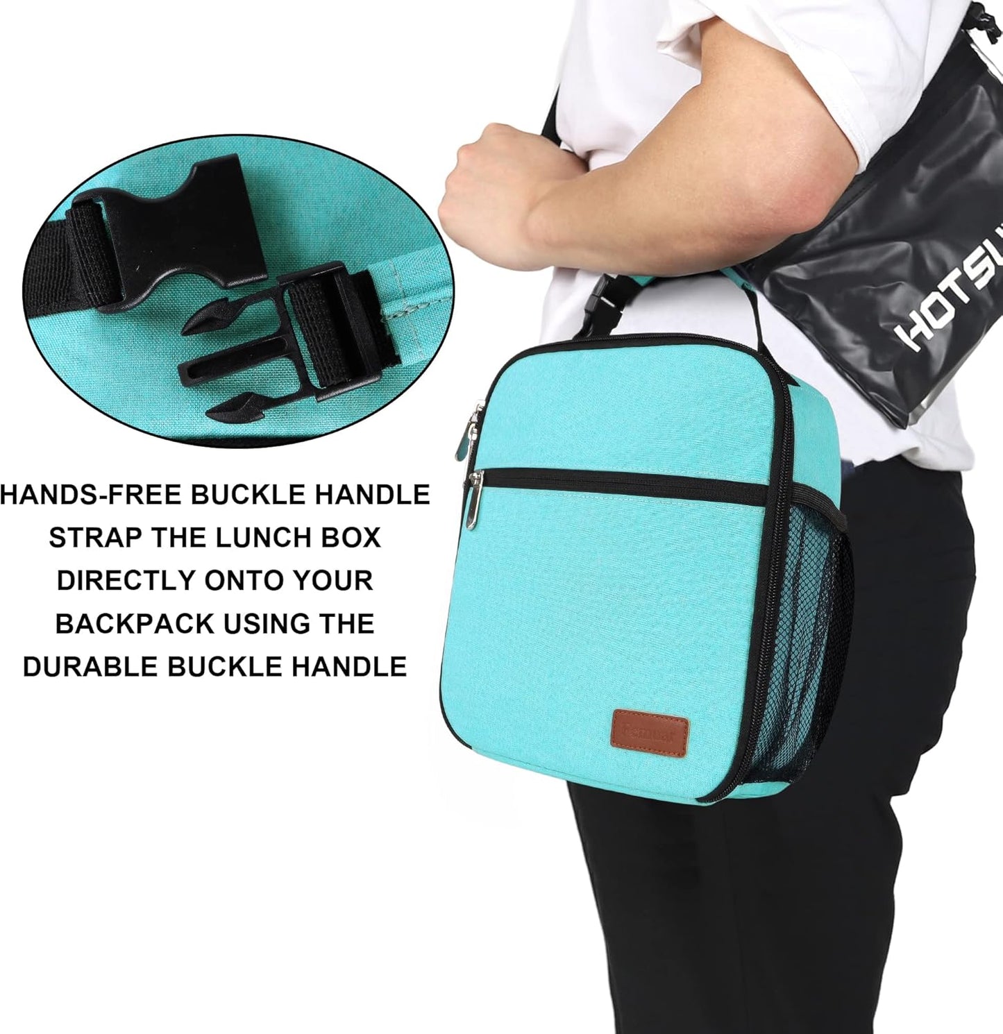 Lunch Box for Men Women Adults Small Lunch Bag for Office Work Picnic - Reusable Portable Lunchbox, Black
