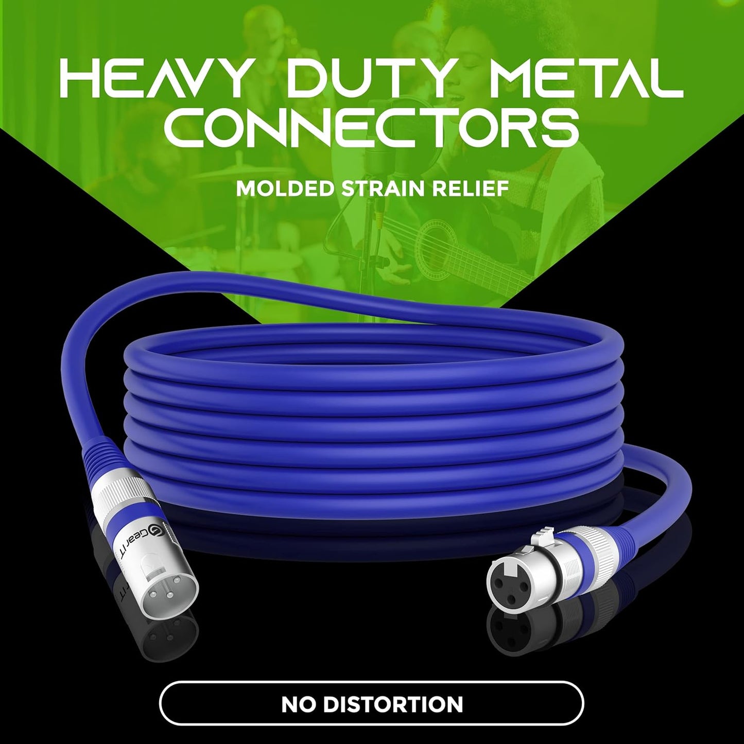 GEARit XLR Male to Female Microphone Cable (10 Feet, 6-Pack) 3-Pin Balanced Shielded Mixer, Recording Studio, Podcast - Black