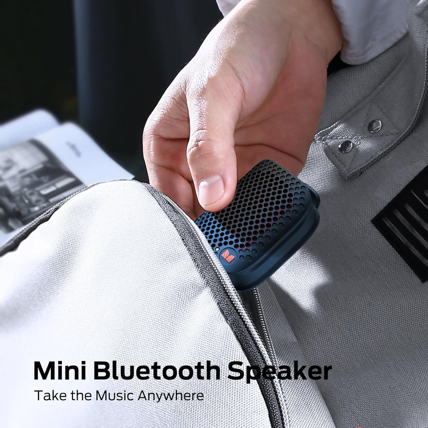 Monster Blaster Micro Clip on Bluetooth Speaker, Wireless Wearable Speaker for Hands-Free Calls and Music, Mini Small Portable Speaker for Workout, Cycling, Running, TWS, IPX7, 12H Playtime, Blue