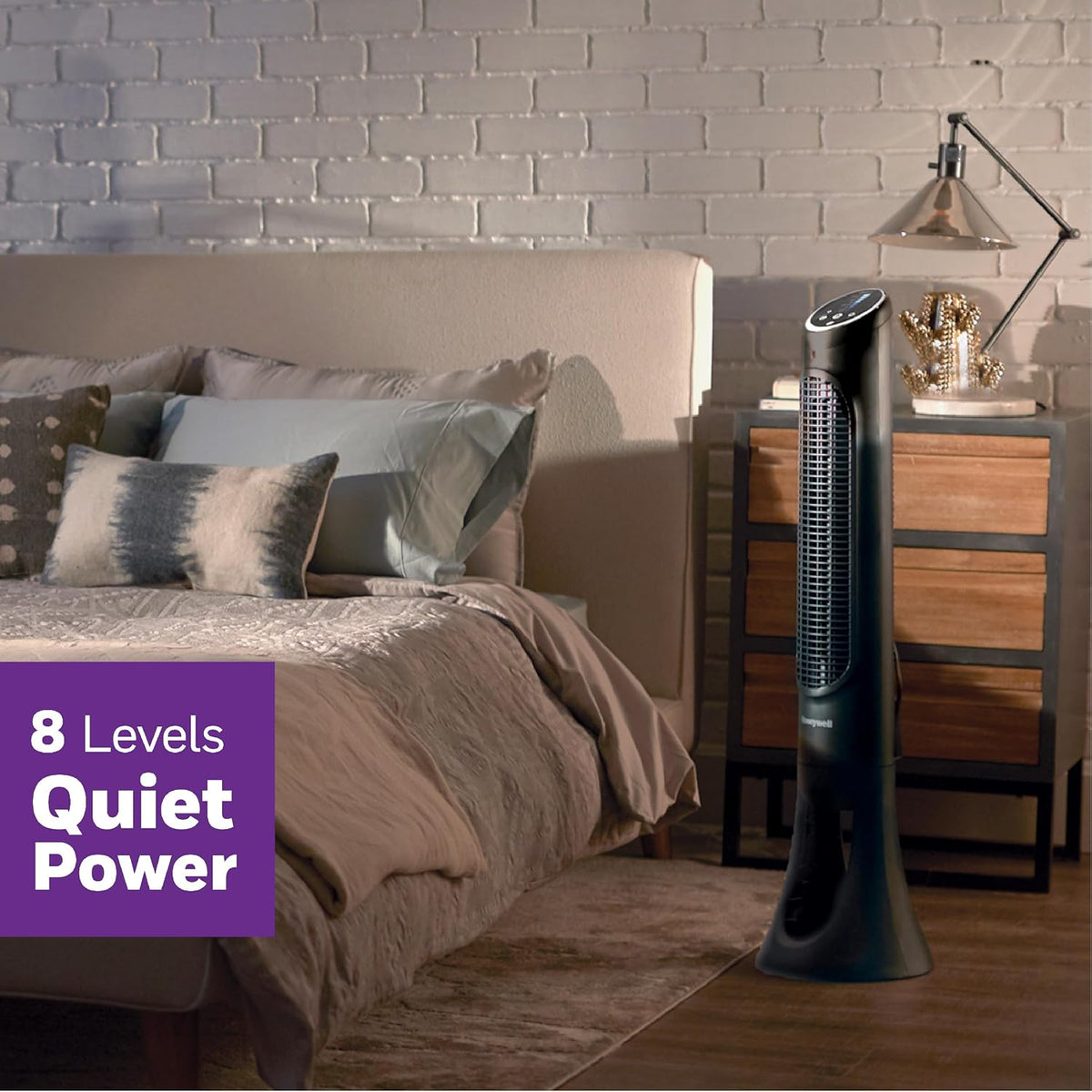 Honeywell HYF290B Quietset 8-Speed Whole-Room Tower Fan, Black