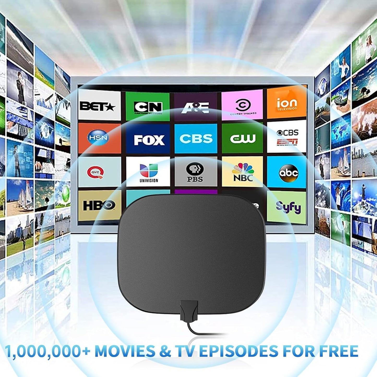 TV Antennas for Free Channels 1500+ Mile Long Range - 2025 Upgraded Indoor & Outdoor HD Digital Antenna with 360°Amplifier Signal Booster for 4K HDTV & Old TV-16FT Coax Cable