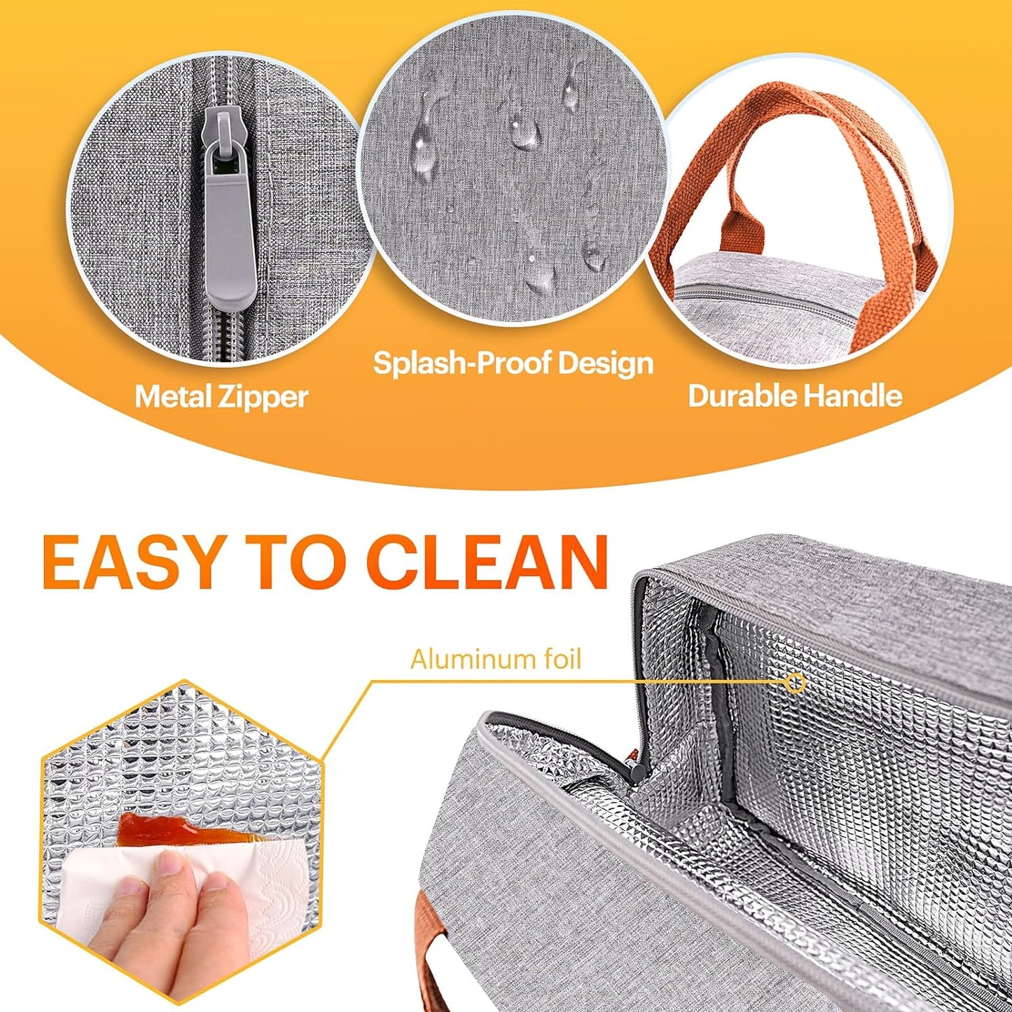 Lunch Bag for Women & Men Adult Insulated Lunch Box, Small Leakproof Cooler Food Lunch Containers Reusable High Capacity Lunch Tote Bags for Work, Travel, Outdoor