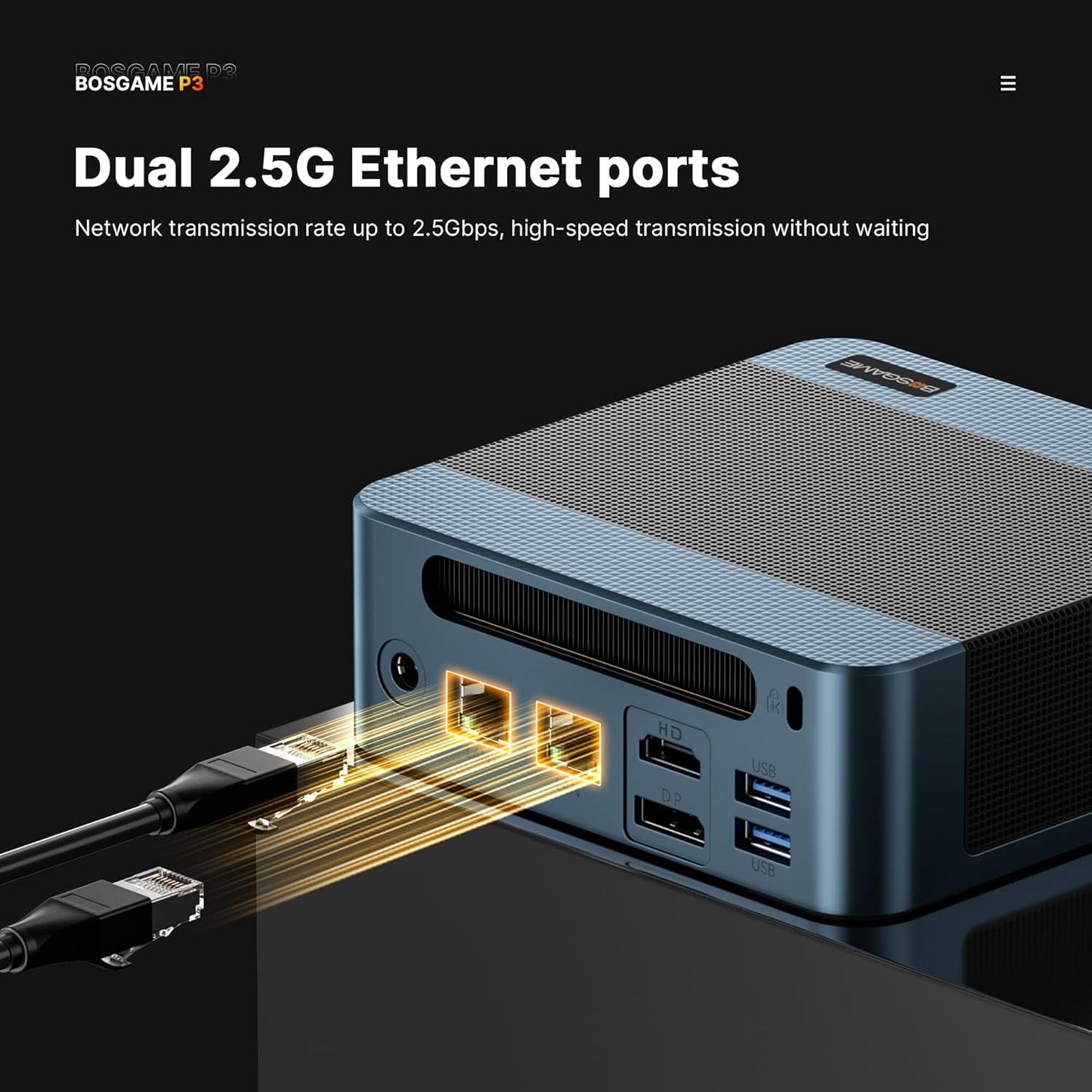 BOSGAME P3 Lite Mini PC, AMD Ryzen 7 6800H Mini Computers, 24GB DDR5, 1TB PCIe SSD, 4K Triple Display & USB4, Dual 2.5G LAN & Wi-Fi 6E & BT5.2, Desktop Computers for Gaming, Office, Design