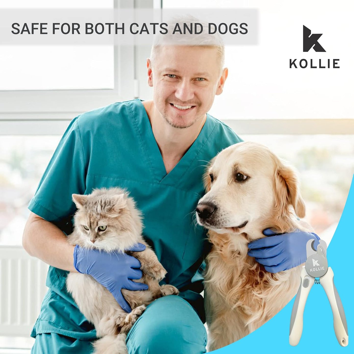 Kollie Dog Nail Clippers with Light LED, Cat Nail Clippers, Dog Nail Trimmer, Coupe Griffe Chien Avec Lumiere, Coupe Griffe Chat, Razor Sharp Stainless Steel Blades with Safety Guard