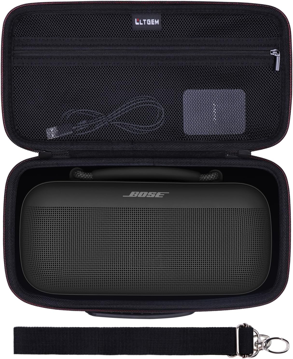 LTGEM Case Compatible with Bose SoundLink Max Portable Bluetooth Speakers with Shoulder Strap, Black(Case Only)