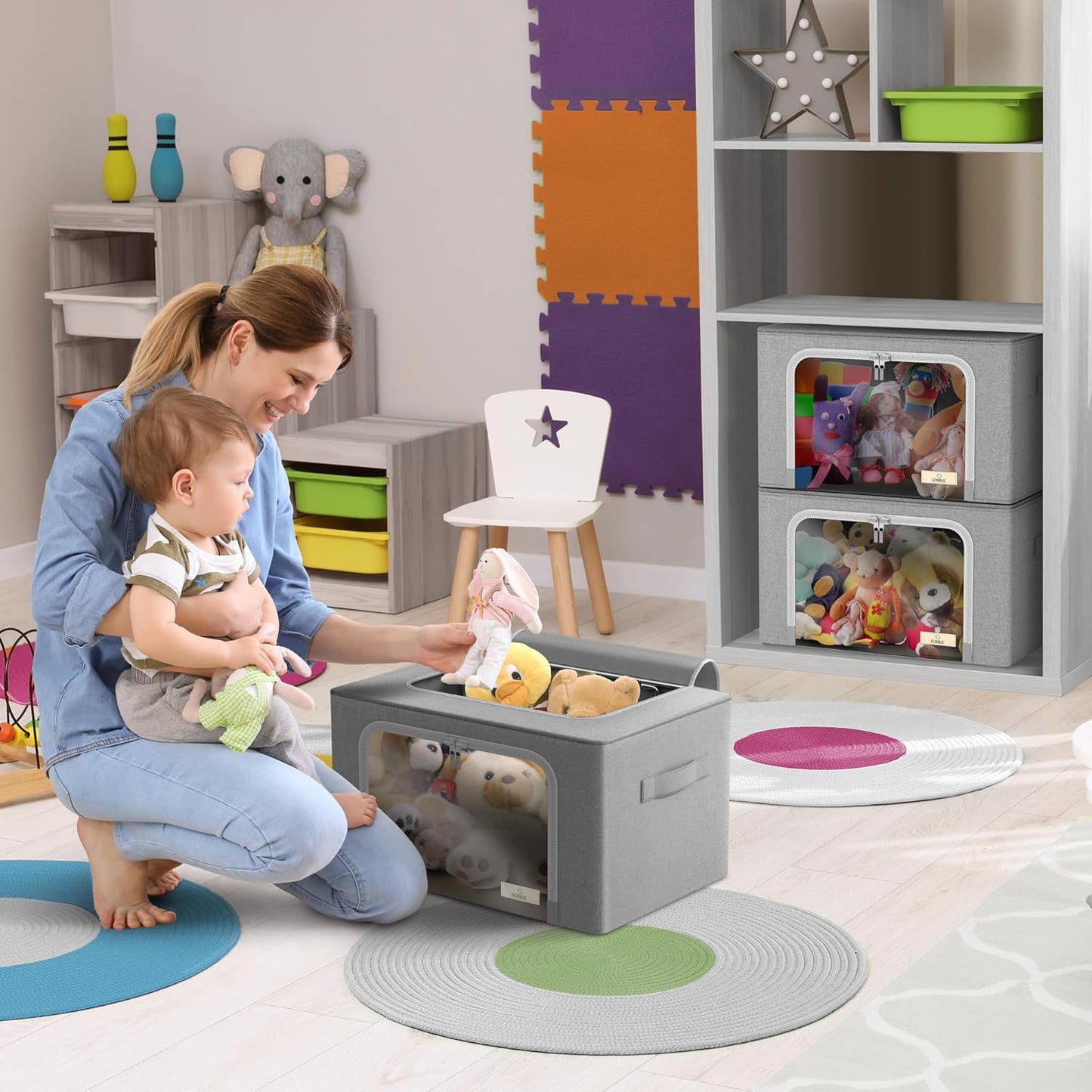 Purilite Select Storage Bins – Foldable Stackable Container Organizer