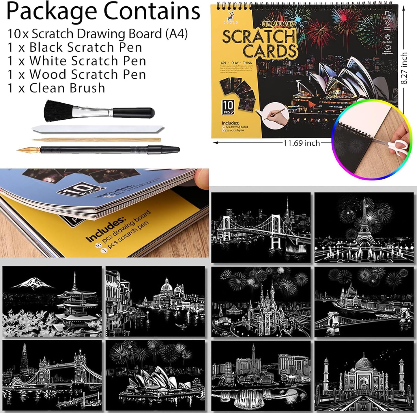 Purilite Select 20 PCS Cityscape Scratch Art Book