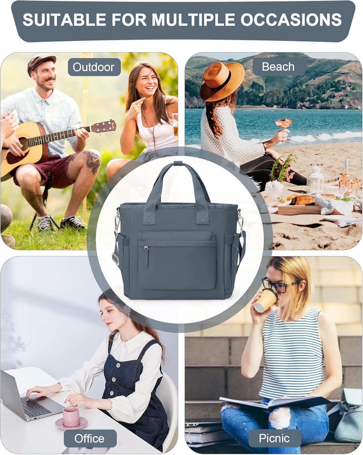 Lunch Bag Insulated Lunch Box Leakproof Lunch Tote Bags for Women Men,Portable Thermal Cooler Bag Lunch Containers with Shoulder Strap for Work, Family, Picnic, School, Outdoor,BBQ C2-Pinkpurple
