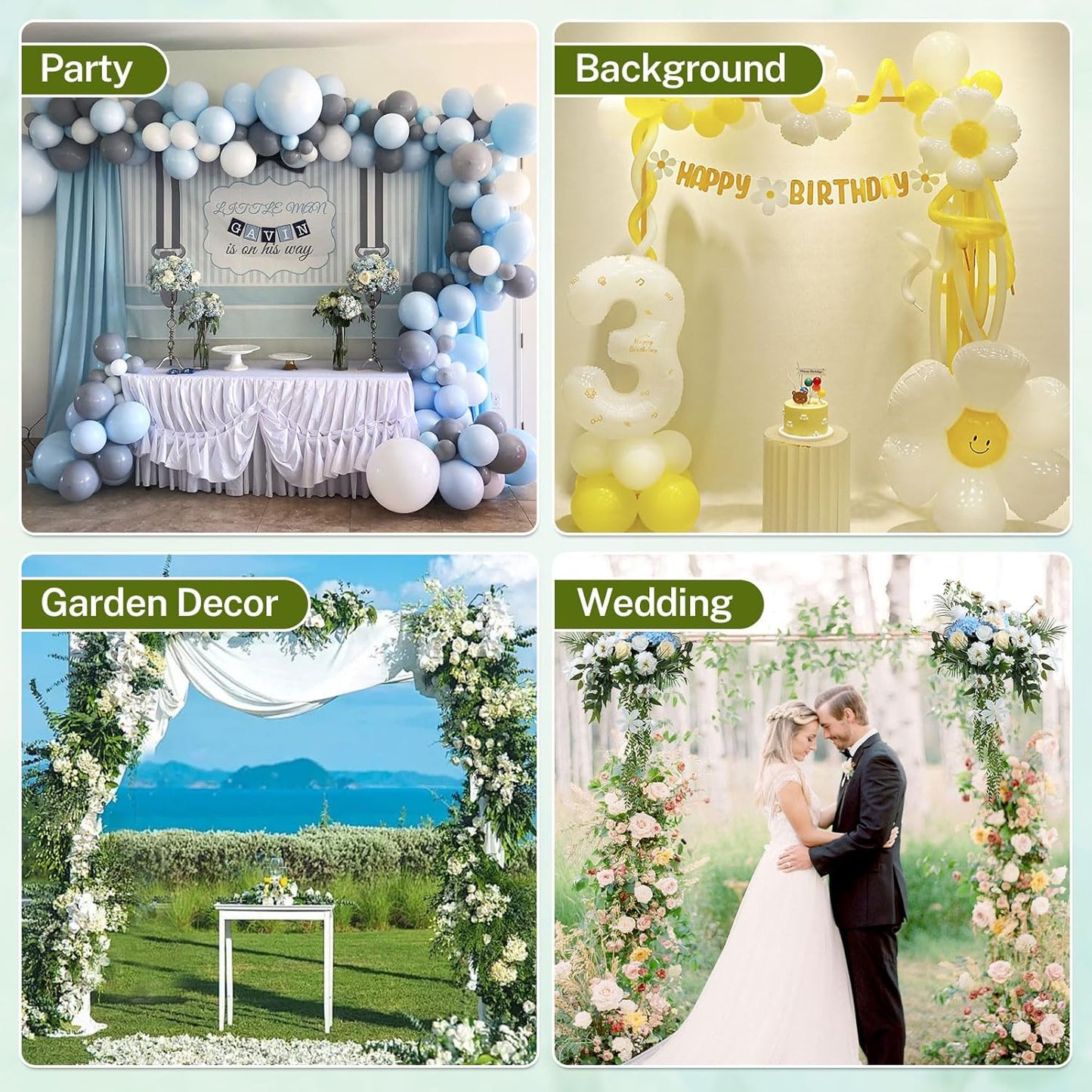 8FT x 8FT Heavy Duty Adjustable Arch Backdrop Stand, Gold Square Back Drop Metal Balloon Arch Stand Kit Frame for Party Wedding Birthday Photobooth Decorations