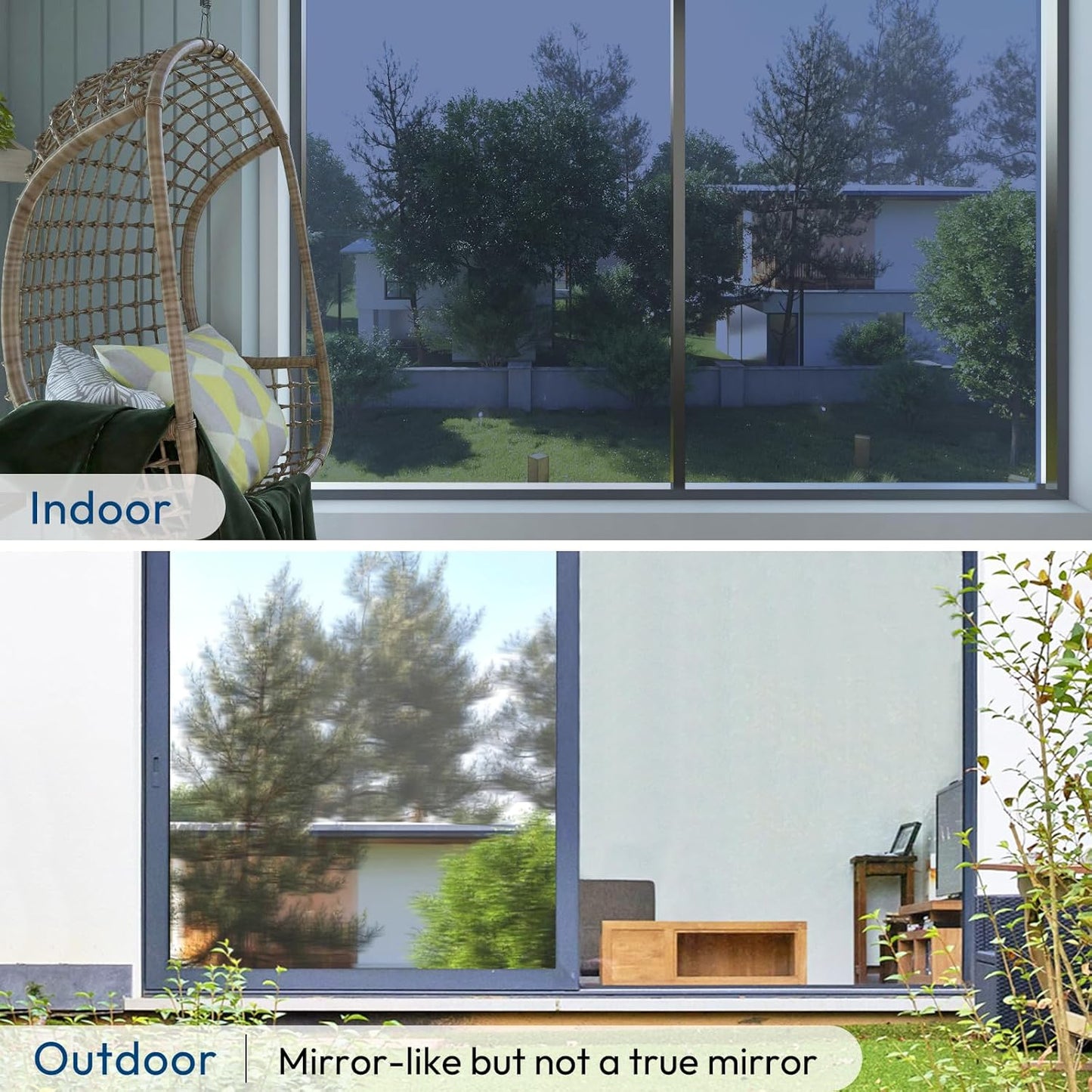 rabbitgoo Window Films for Privacy, Static Cling Frosted Glass Sticker, Non-Adhesive Privacy Film Sun Blocking Window Covering Frosting Vinyl Bathroom Sliding Glass Door, 44.5 x 200cm, Pure Frosted