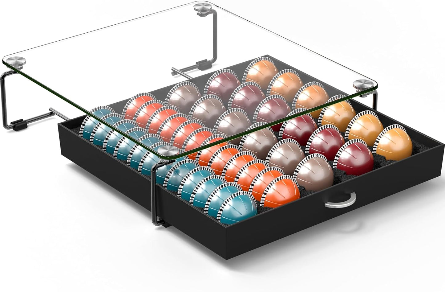 DecoBrothers Vertuo Pod Holder VertuoLine Drawer Storage for Nespresso Coffee Capsules, Crystal Tempered Glass, White