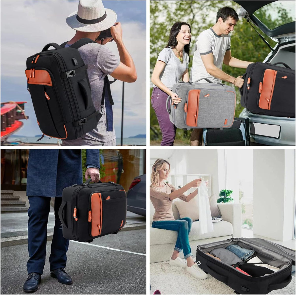Lumesner Carry on Backpack, Extra Large 40L Flight Approved Travel Backpack for Men & Women - PuriLite
