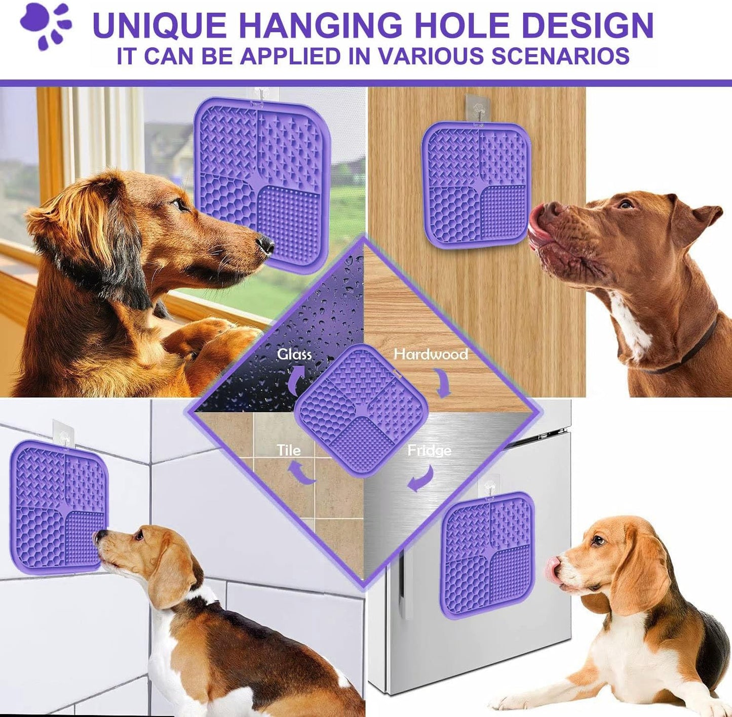 2 Pack Licking Mat for Dogs & Cats with Suction Cups, Dog Slow Feeder Lick Pat for Anxiety Relief, Dog Toys Feeding Mat for Butter Yogurt Peanut, Pets Bathing Grooming Training Mat