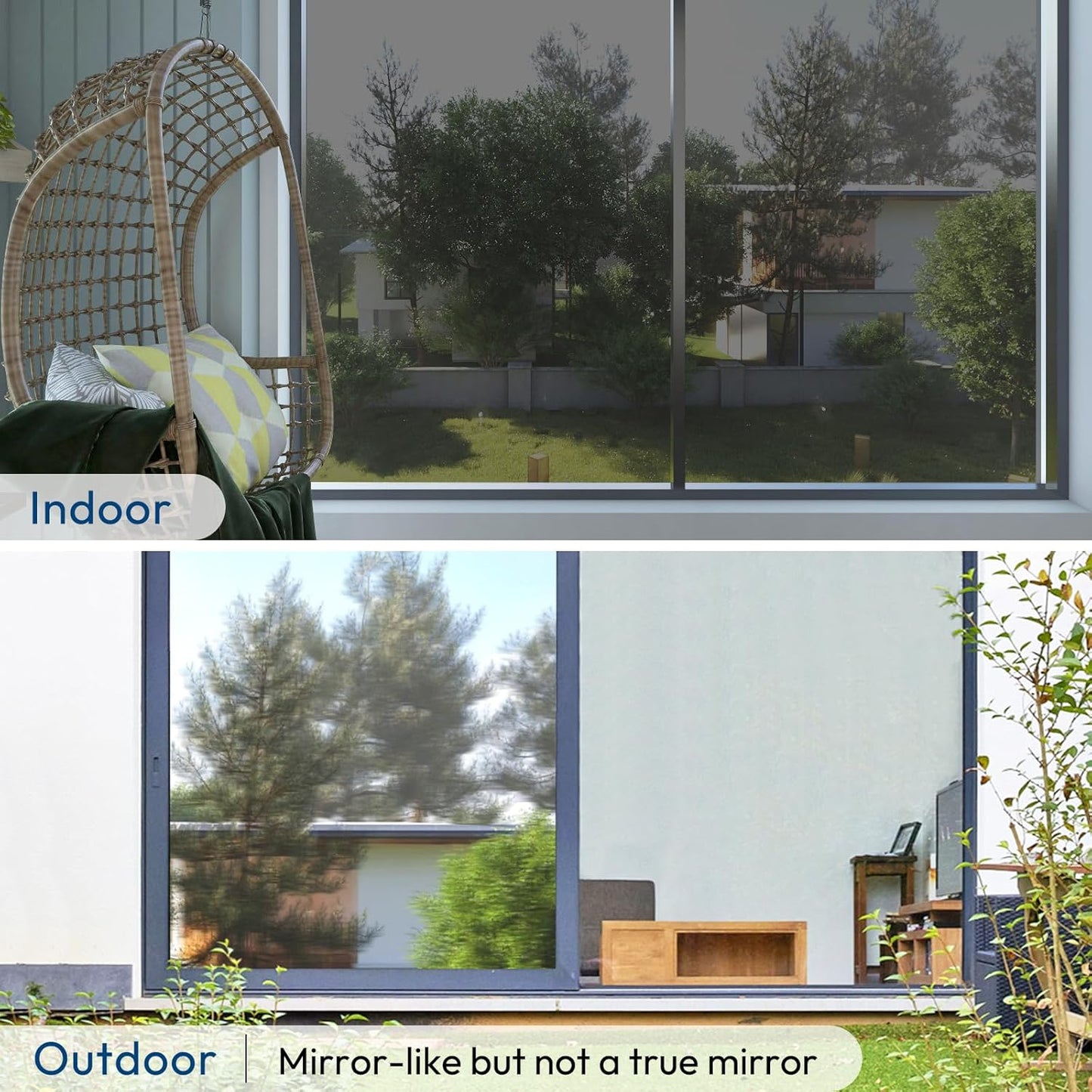 rabbitgoo Window Films for Privacy, Static Cling Frosted Glass Sticker, Non-Adhesive Privacy Film Sun Blocking Window Covering Frosting Vinyl Bathroom Sliding Glass Door, 44.5 x 200cm, Pure Frosted