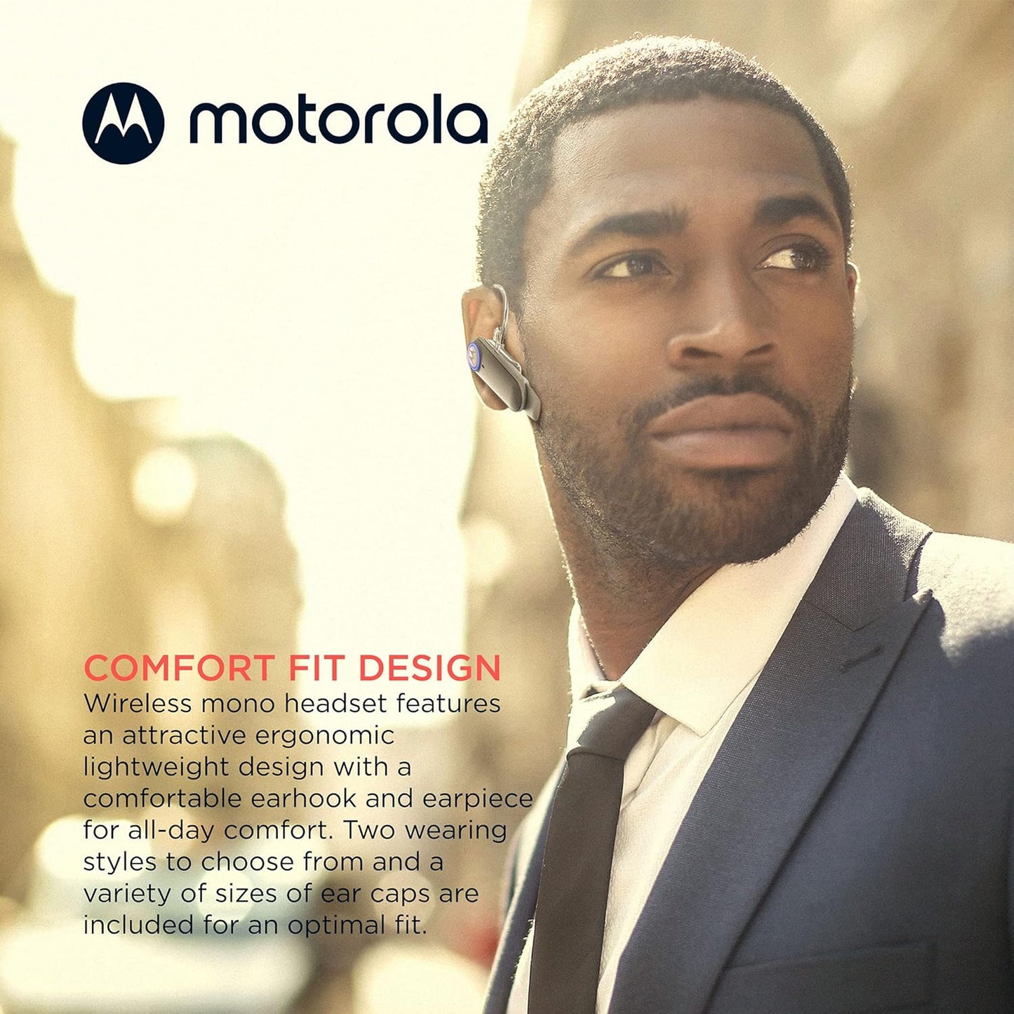 Motorola Sound HK500+ Bluetooth Earpiece Hands-Free Wireless Headset with Microphone - IPX4 Water Resistant Bluetooth Phone Earpiece for Phone Calls, Compatible with iPhone and Cell Phones