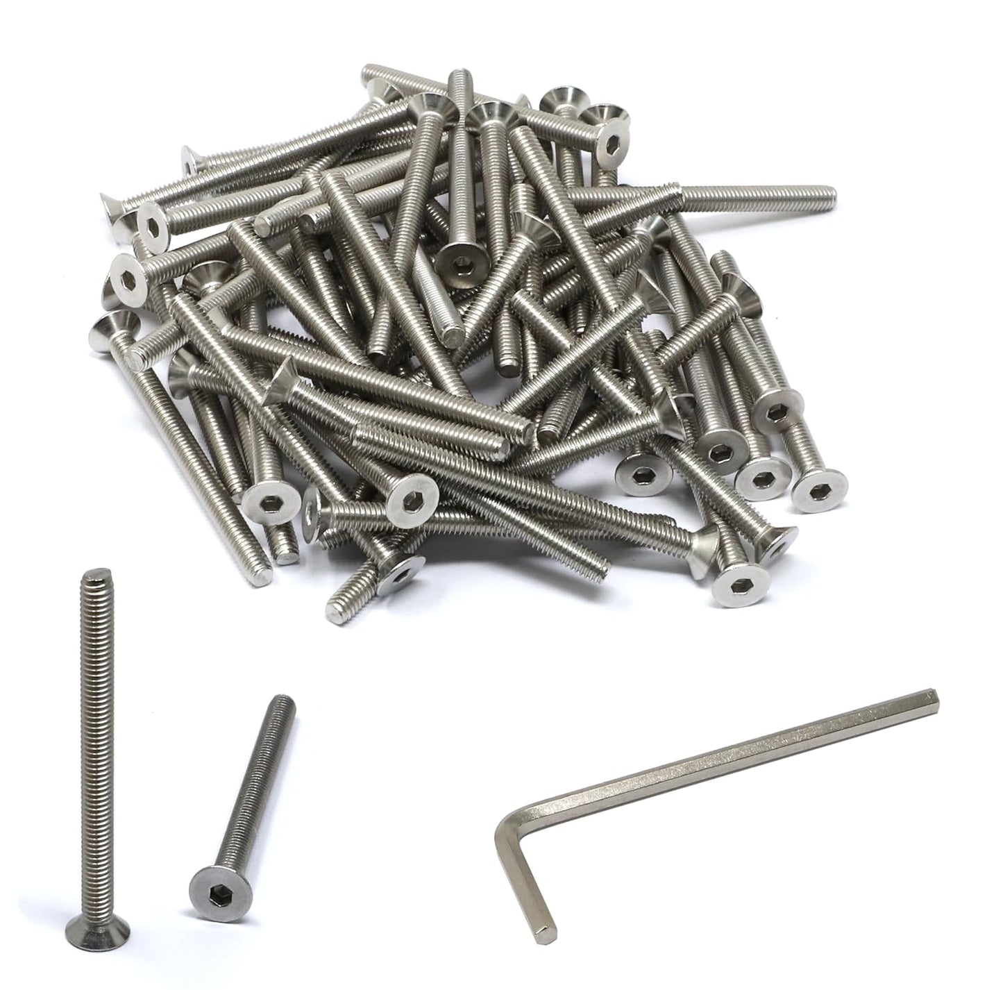 iexcell 5 Pcs M8 x 80mm Thread Pitch 1.25 mm Stainless Steel 304 Hex Socket Flat Head Cap Screws Bolts Kit
