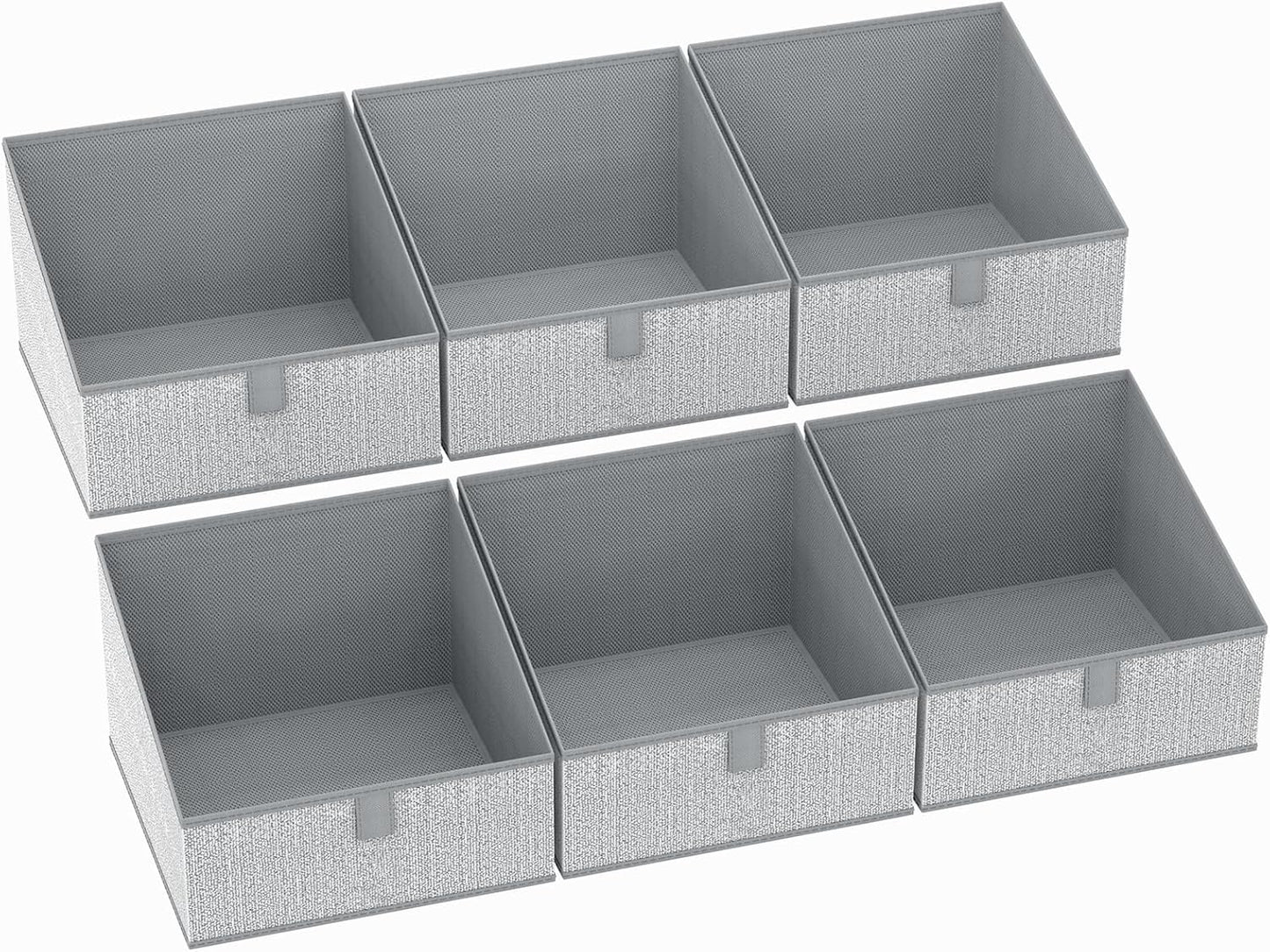 DIMJ Closet Storage Bins - 6 Pack Foldable Storage Baskets Box Fabric Storage Cubes Storage Organization Trapezoid Storage Bin (Arrow Grey)