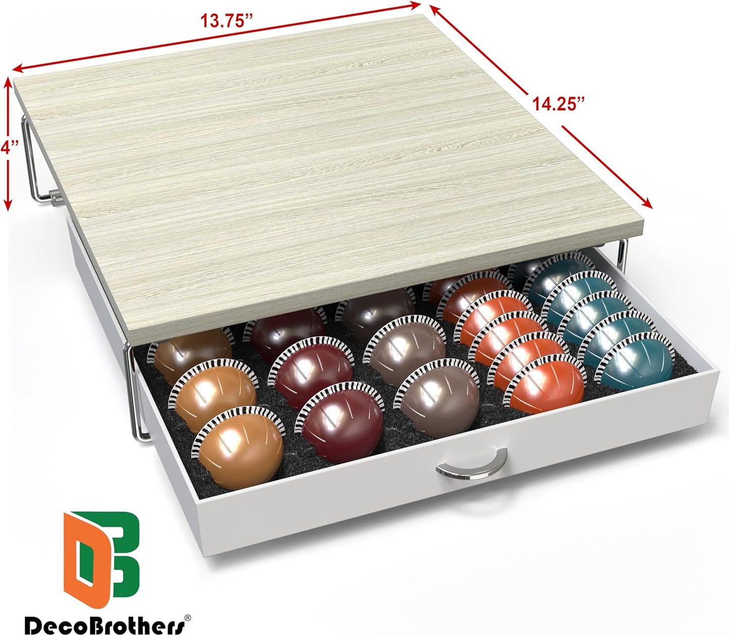 DecoBrothers Vertuo Pod Holder VertuoLine Drawer Storage for Nespresso Coffee Capsules, Crystal Tempered Glass, White