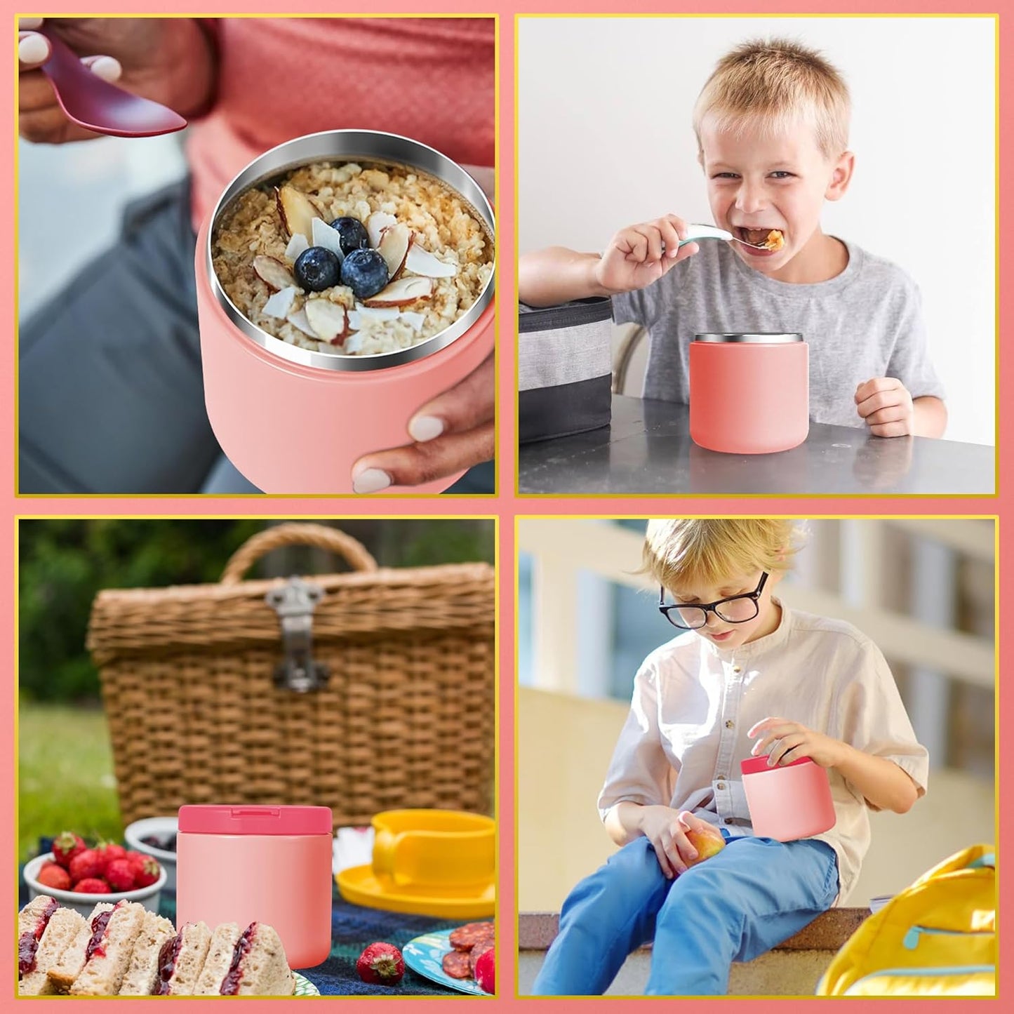 19 Oz Insulated Food Jar, Buckle Lid Wide Mouth Soup Jar, Leakproof Stainless Steel Lunch Container for School Office Travel, Blue