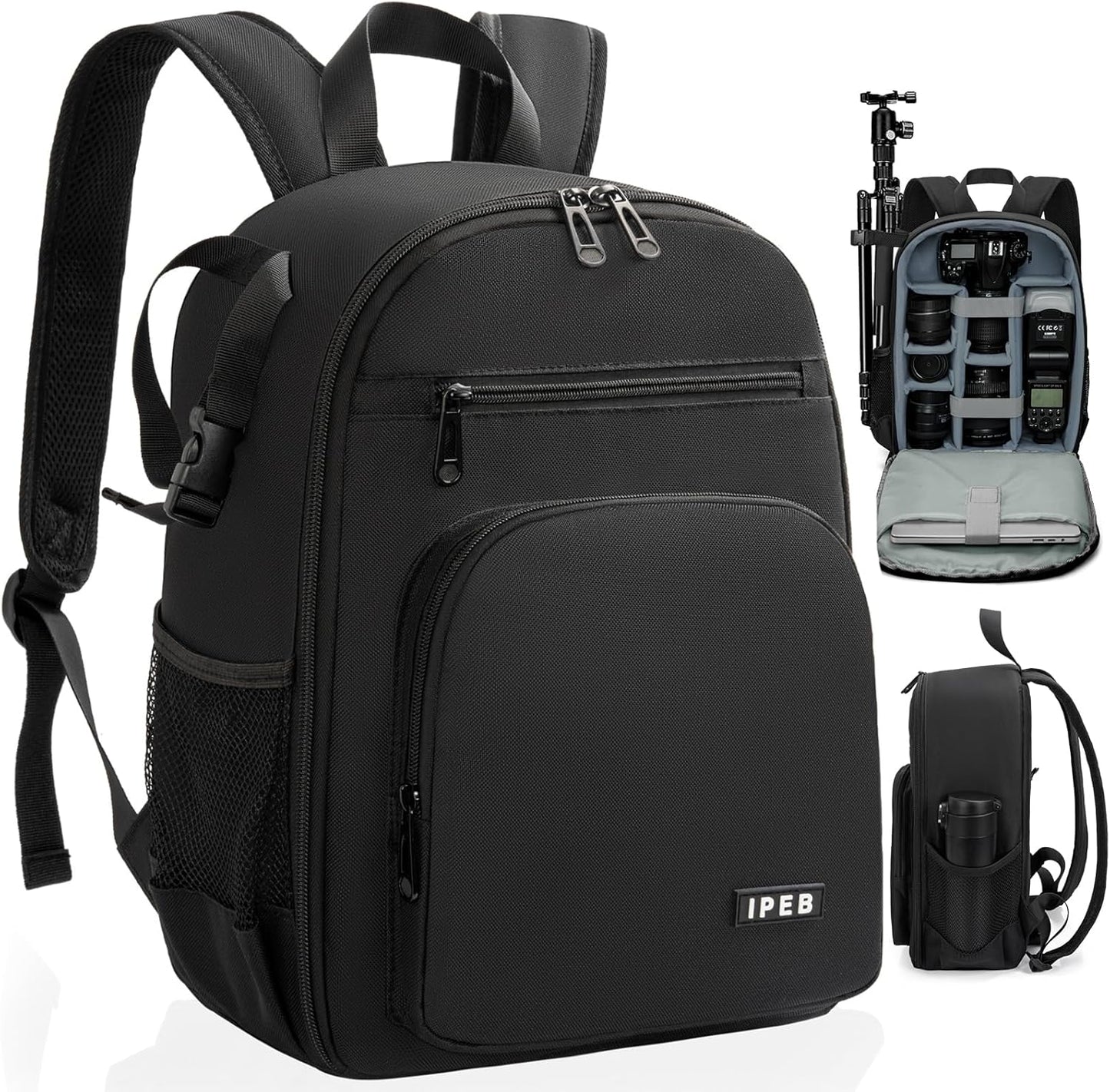 IPEB Camera Backpack Bag with Tripod Holder Water Resistant Camera Cases Photography Backpack Anti-Theft for DSLR Camera